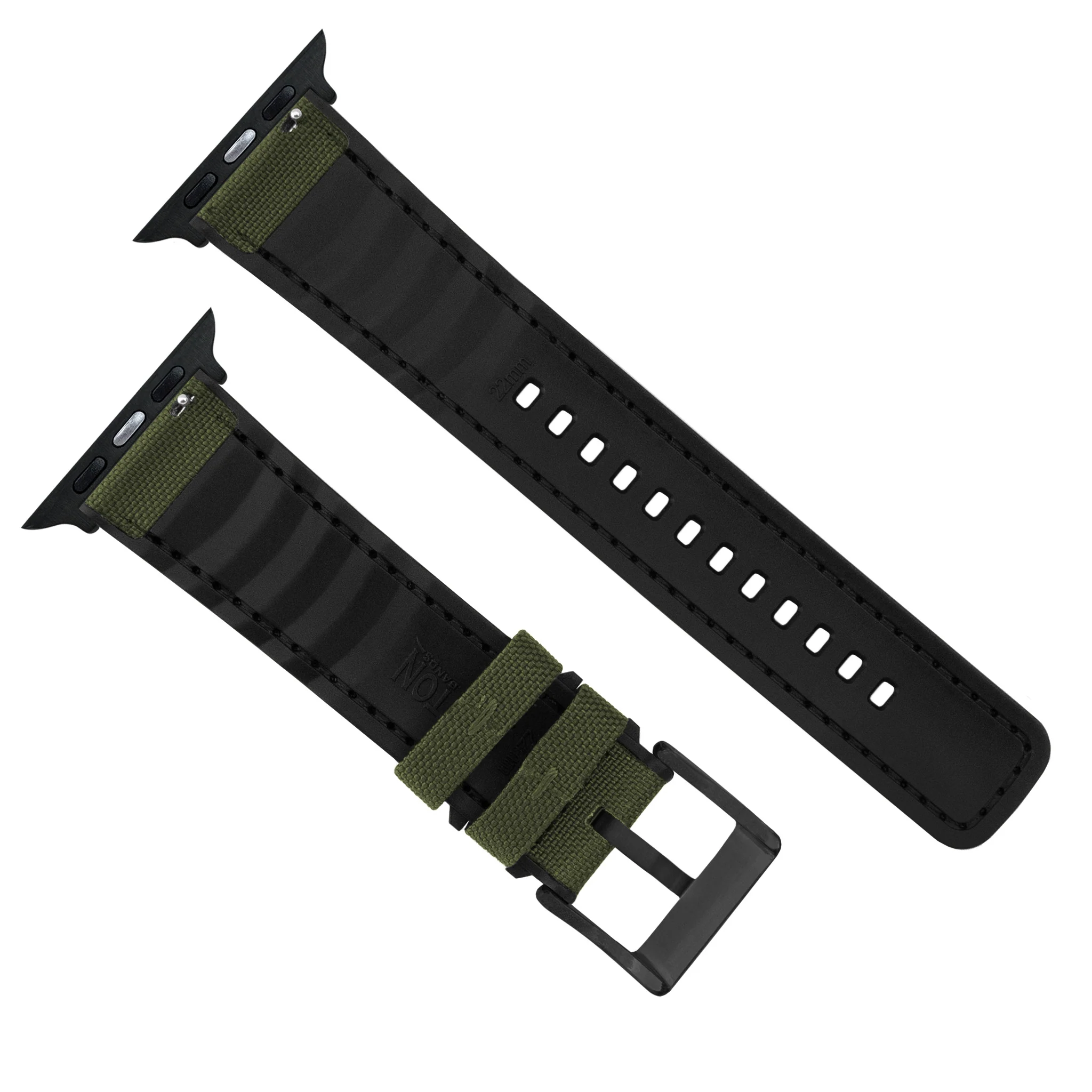 Apple Watch Army Green Cordura Fabric And Silicone Hybrid Watch Band (Women's) - Image 10