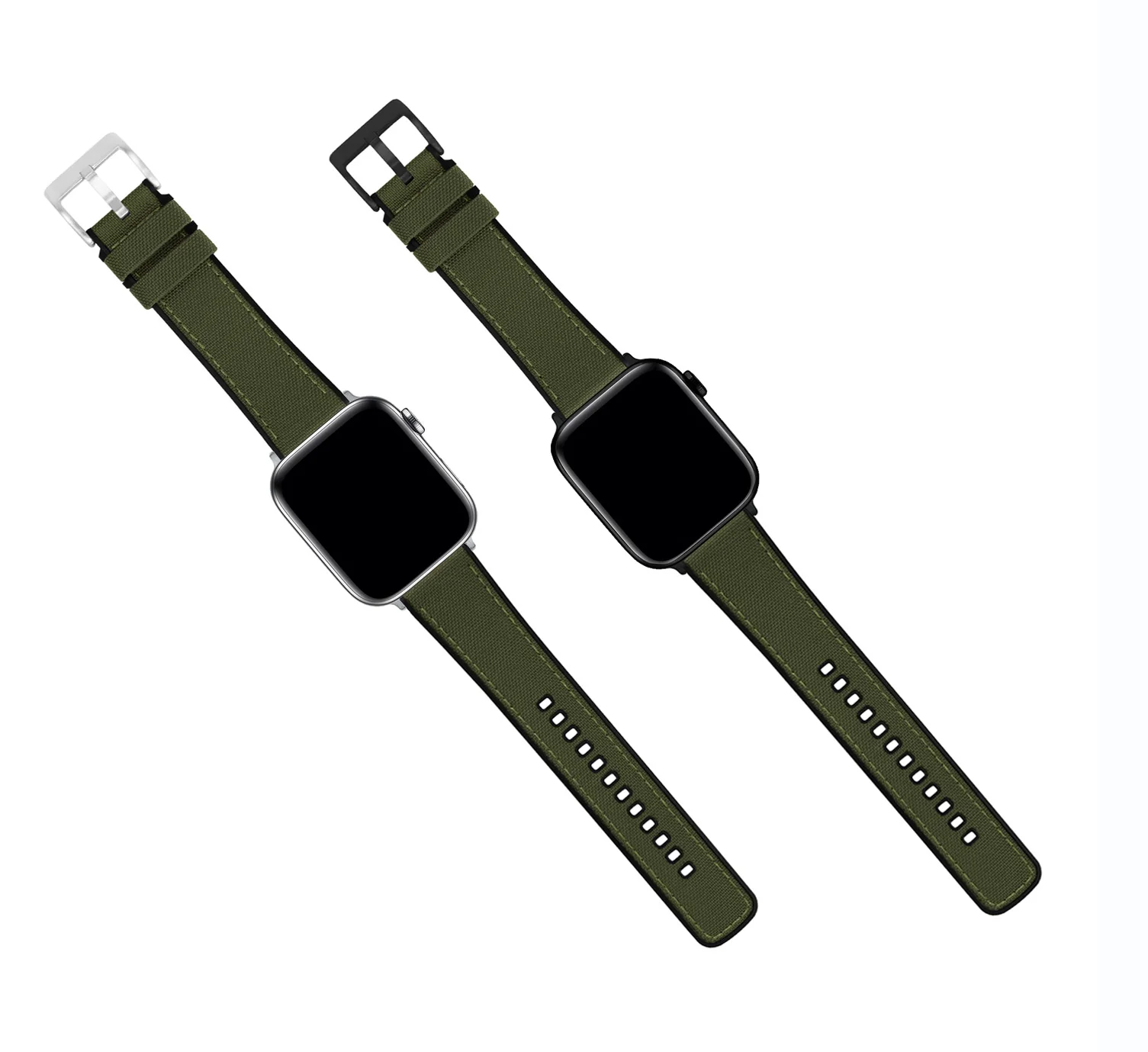 Apple Watch Army Green Cordura Fabric And Silicone Hybrid Watch Band (Women's) - Image 6