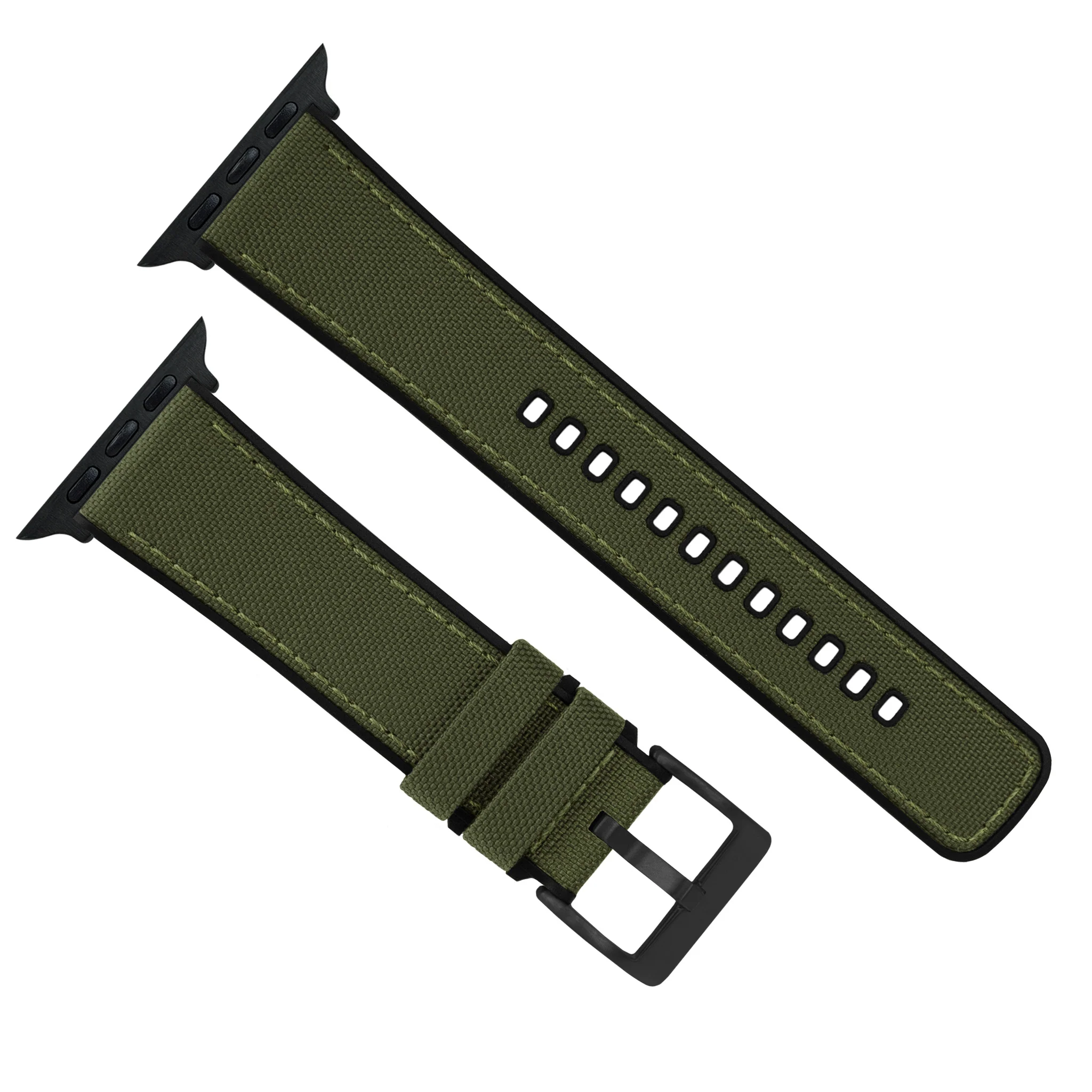 Apple Watch Army Green Cordura Fabric And Silicone Hybrid Watch Band (Women's) - Image 8