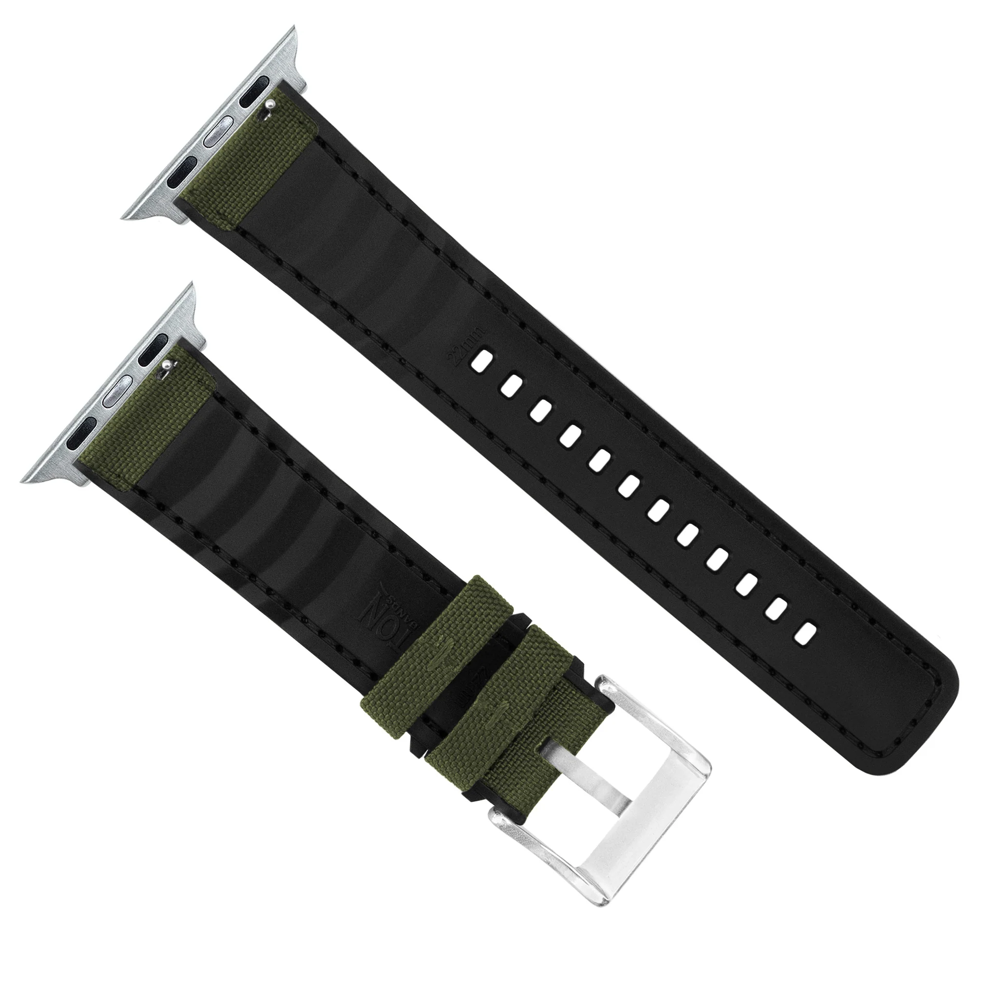 Apple Watch Army Green Cordura Fabric And Silicone Hybrid Watch Band (Women's) - Image 9