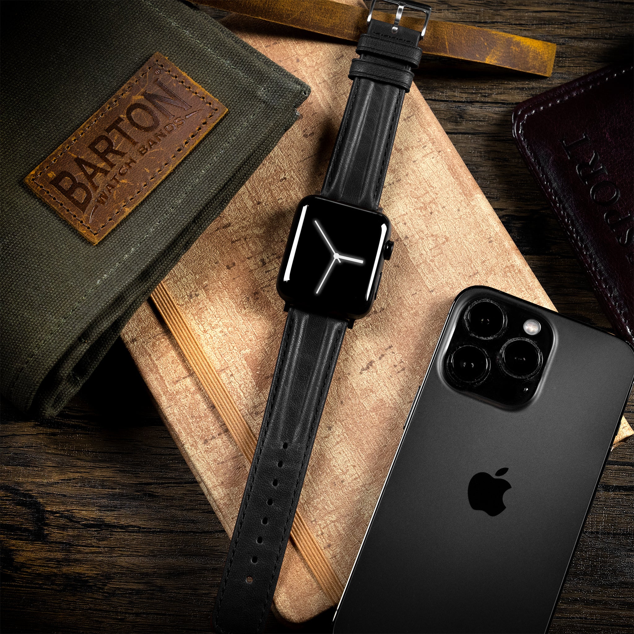 Apple Watch Black Classic Horween Leather Watch Band - Image 3