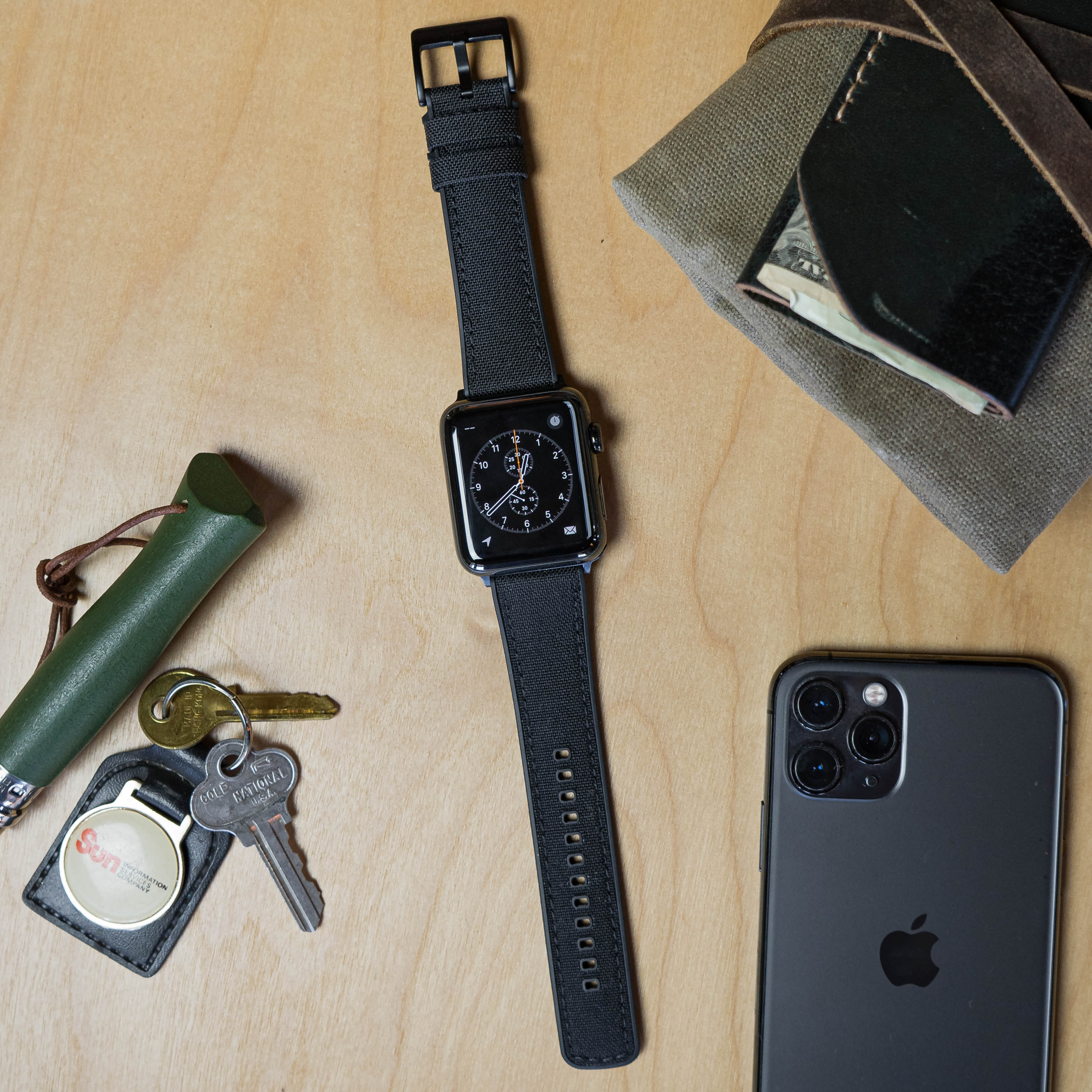 Apple Watch Black Cordura Fabric And Silicone Hybrid Watch Band (Women's) - Image 12