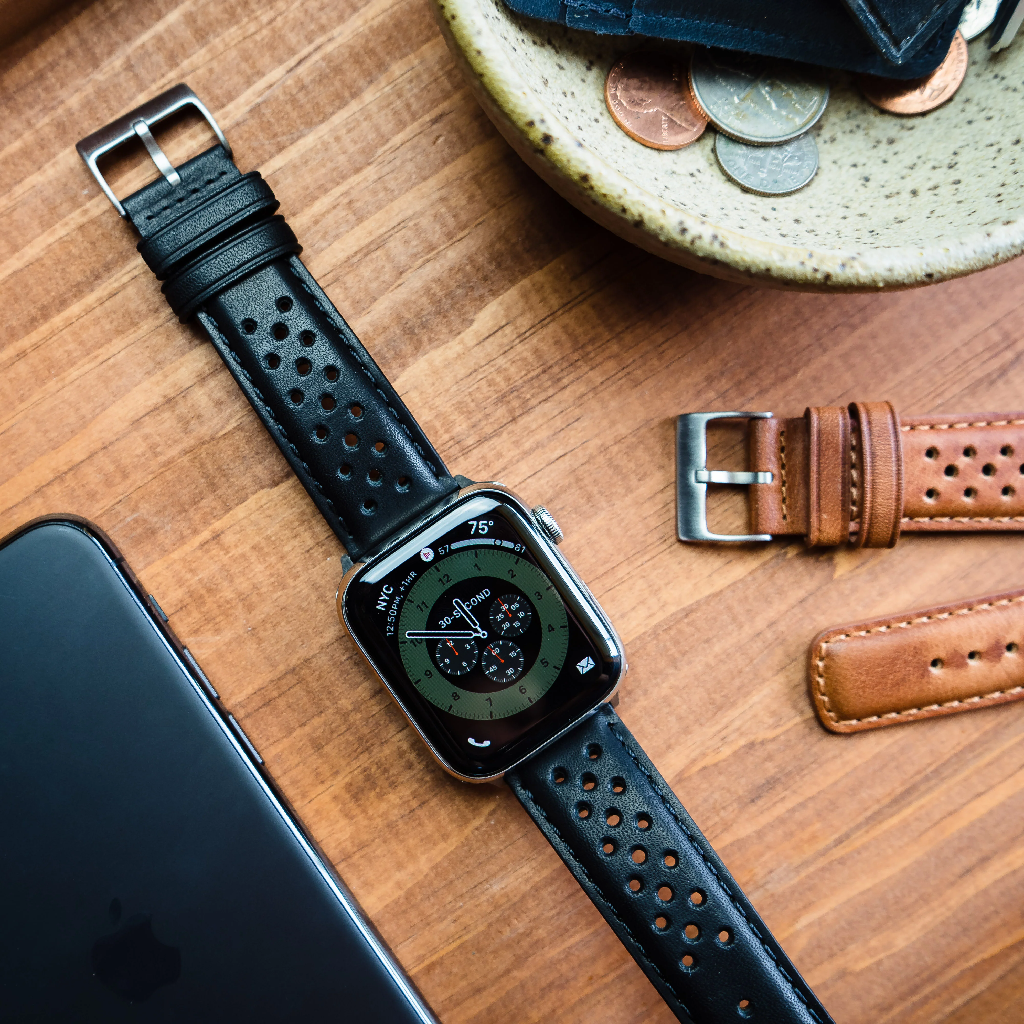 Apple Watch Black Racing Horween Leather Watch Band - Image 5