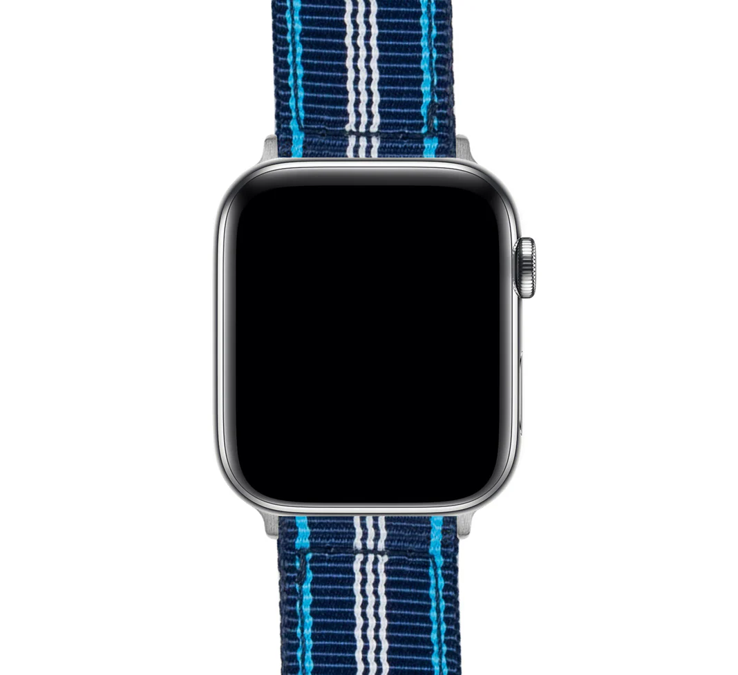 Apple Watch Two Piece NATO® style Navy Aqua Blue Watch Band - Image 6