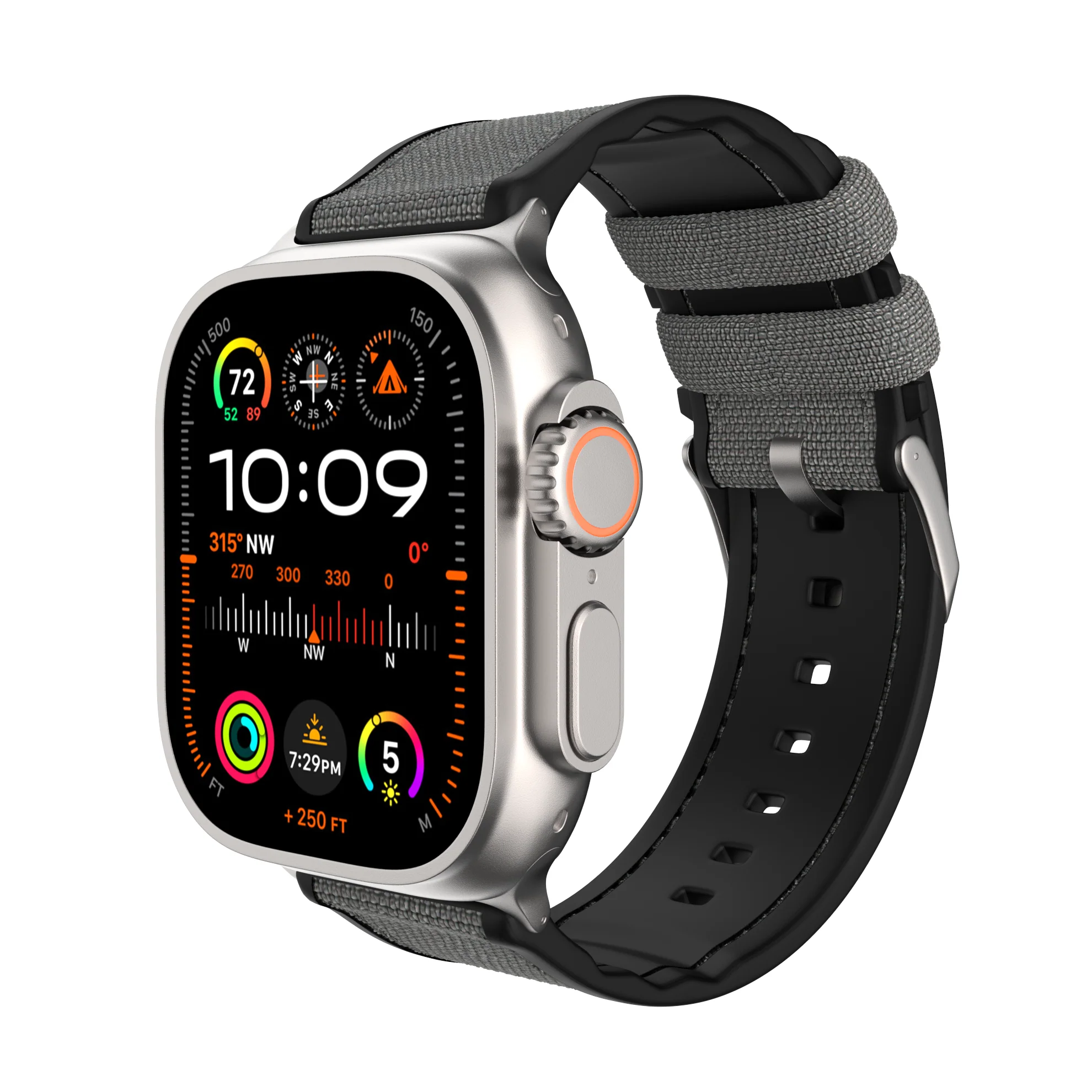 Ultra & Ultra 2 Smoke Grey Cordura Fabric And Silicone Hybrid Watch Band