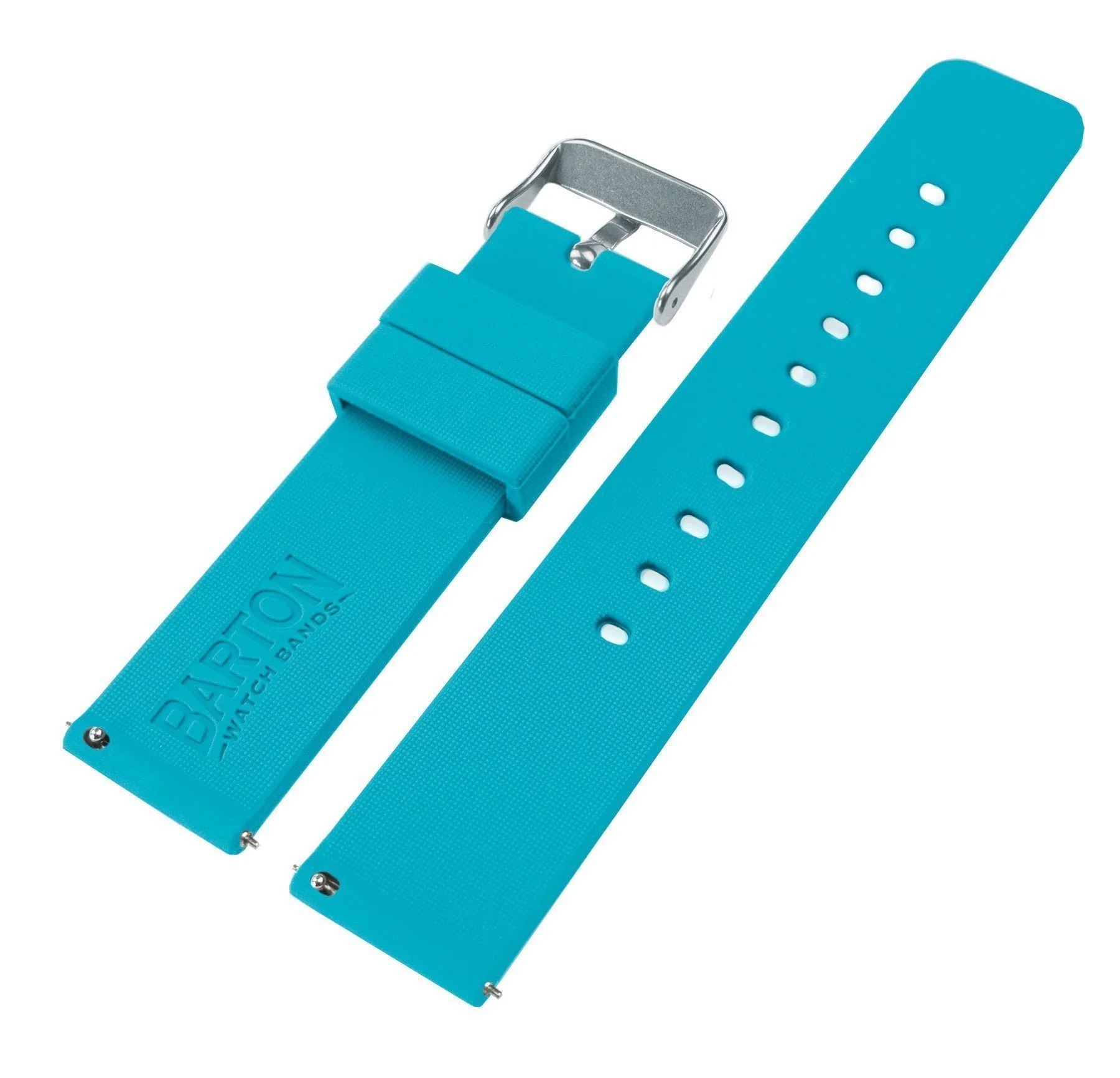 Aqua Blue Quick Release Silicone Rubber Watch Band - Image 4