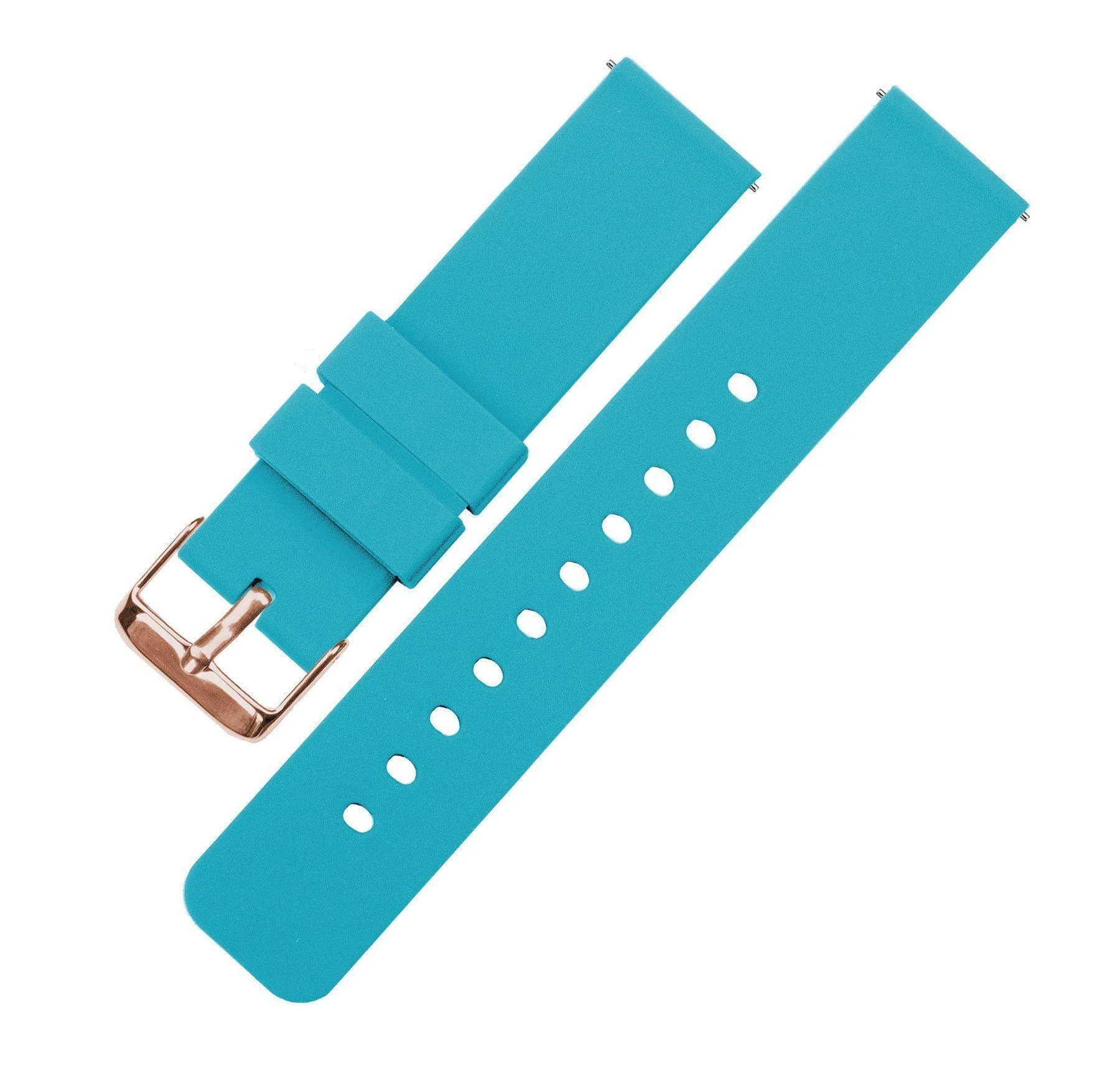 Aqua Blue Quick Release Silicone Rubber Watch Band - Image 9