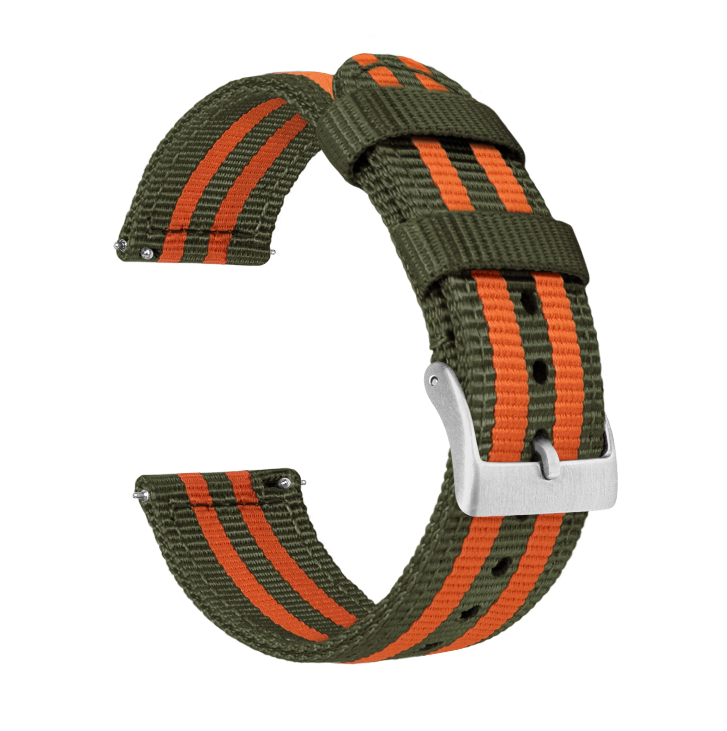 Army Green Orange Two Piece NATO® style Watch Band - Oris Divers Sixty-Five 40mm (20mm)