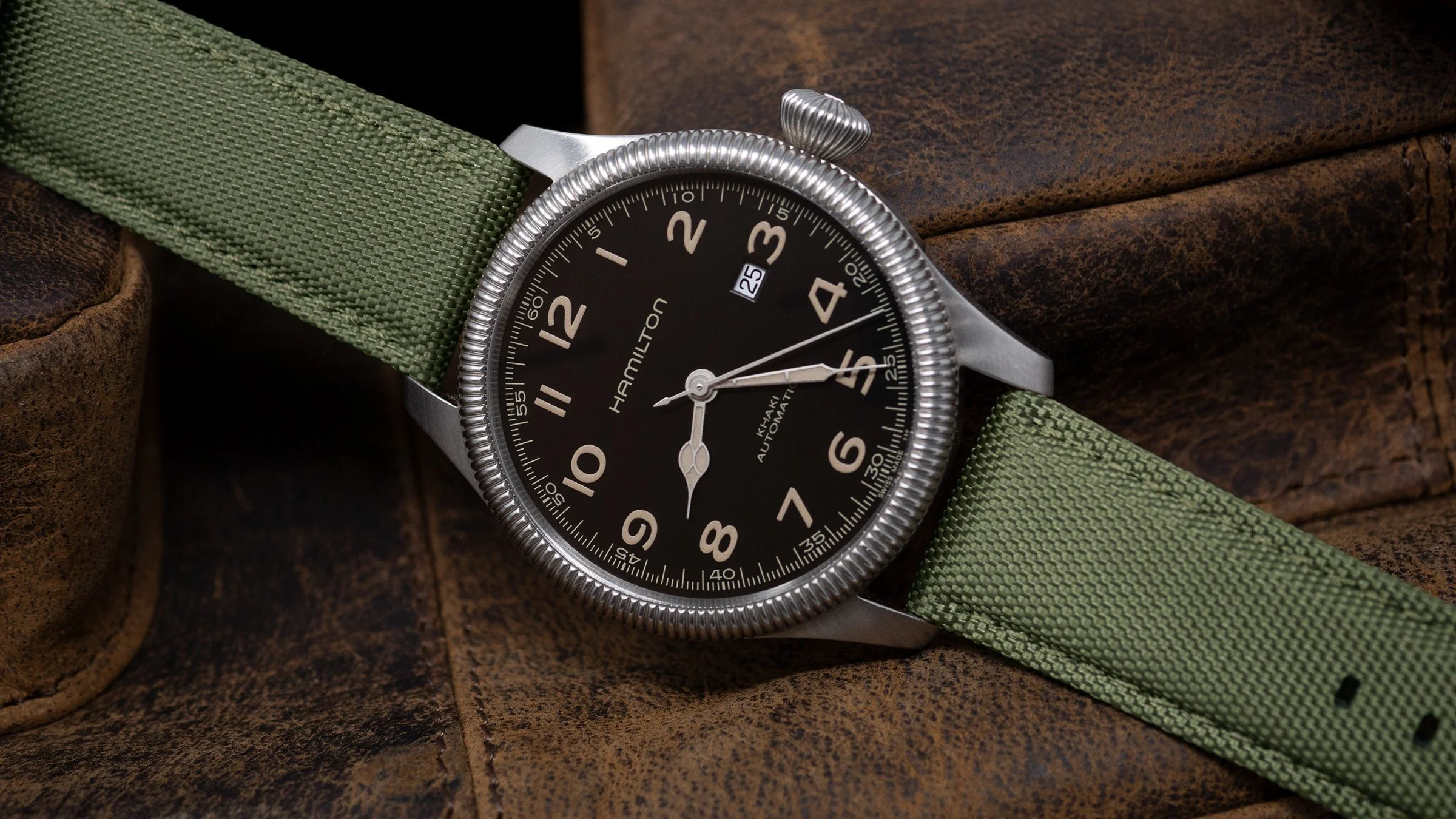 Army Green Sailcloth Quick Release Watch Band - Glycine Combat Sub (20mm) - Image 2
