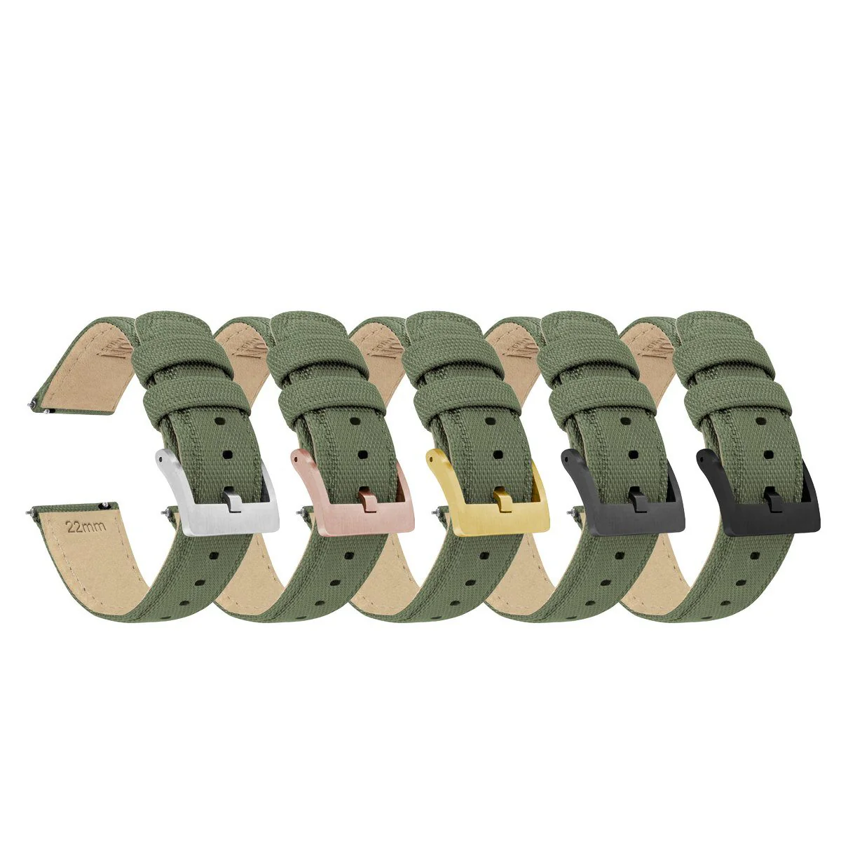 Army Green Sailcloth Quick Release Watch Band - Glycine Combat Sub (20mm) - Image 5