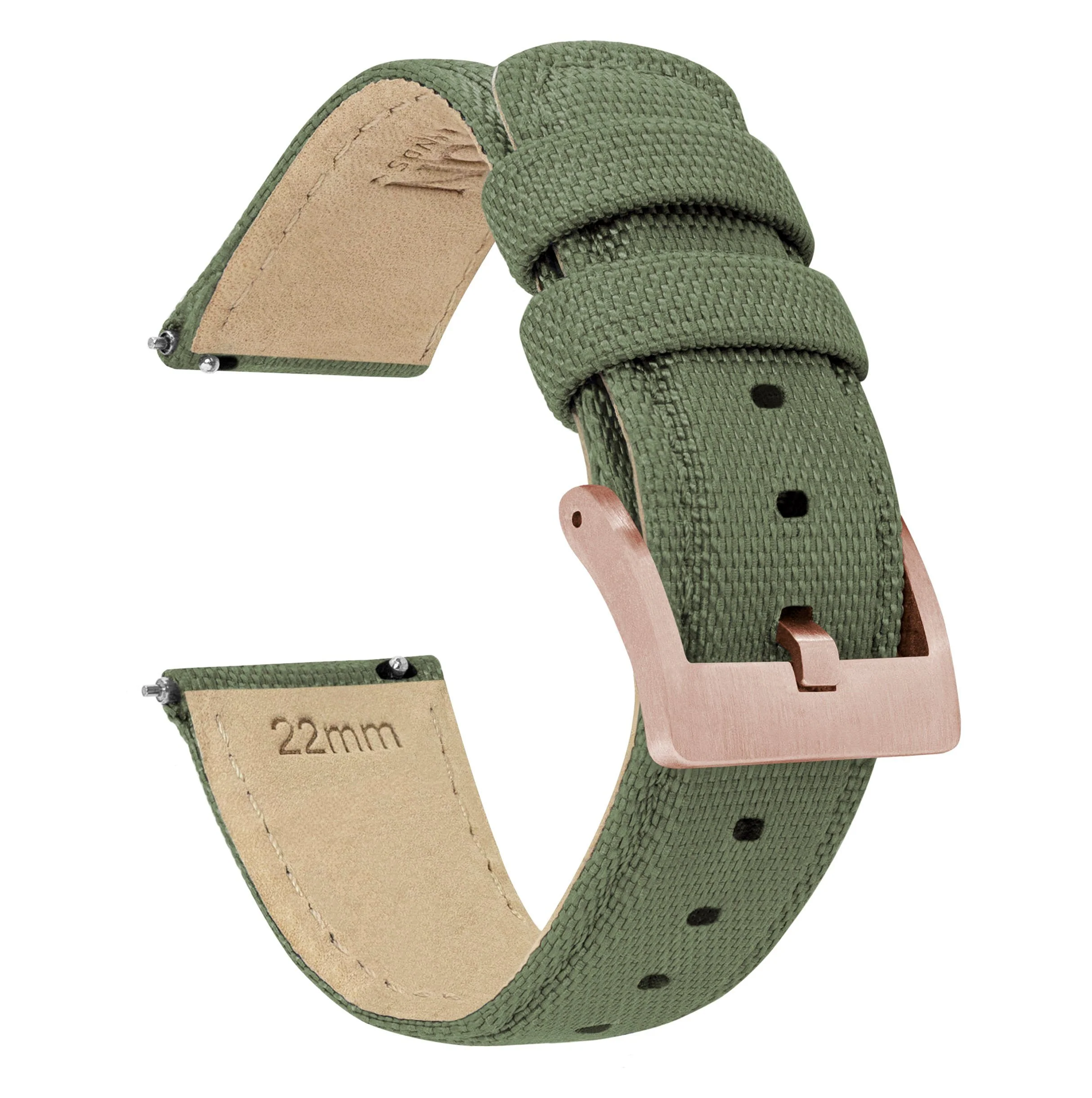 Army Green Sailcloth Quick Release Watch Band - Glycine Combat Sub (20mm) - Image 7