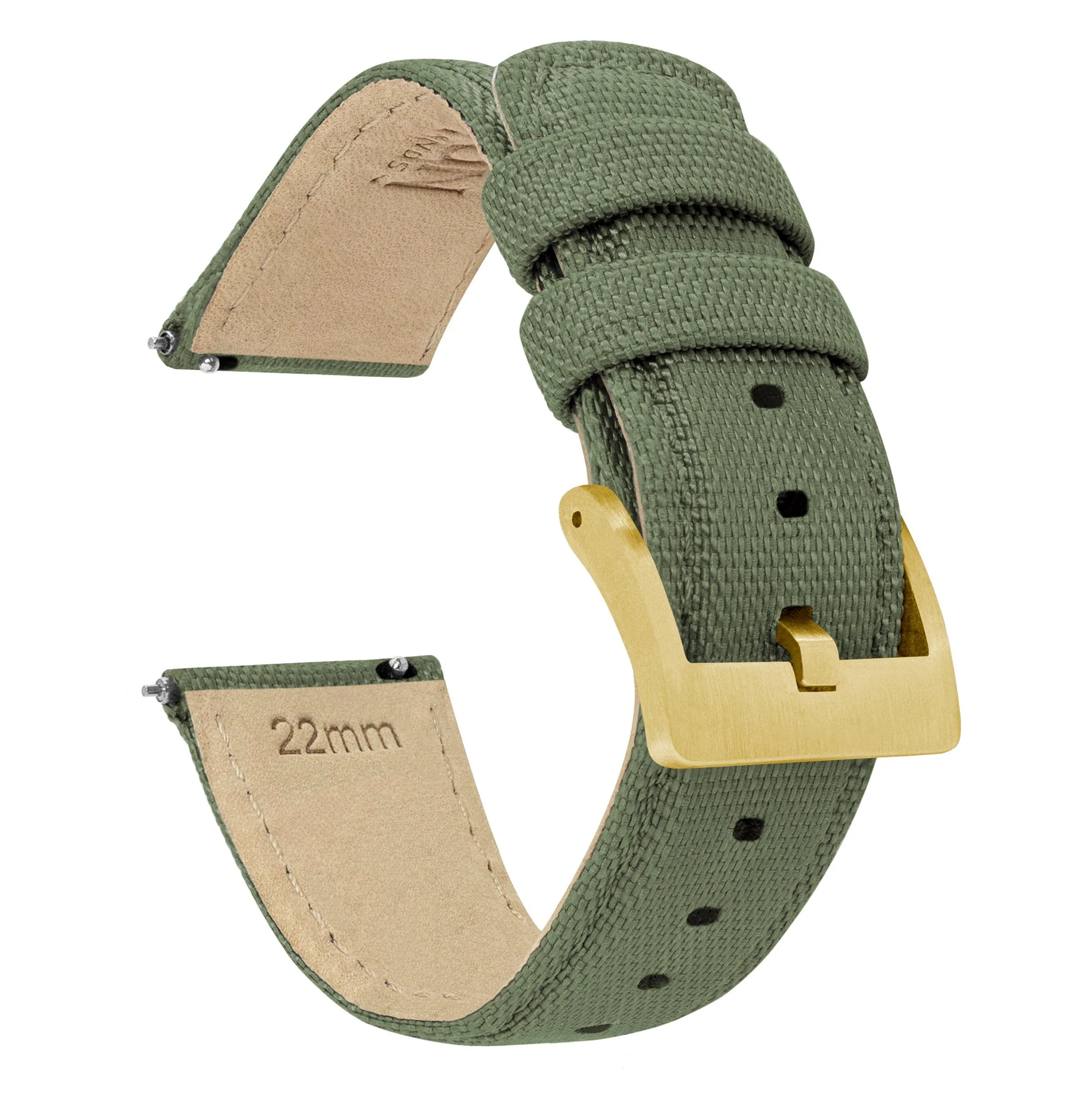 Army Green Sailcloth Quick Release Watch Band - Glycine Combat Sub (20mm) - Image 9