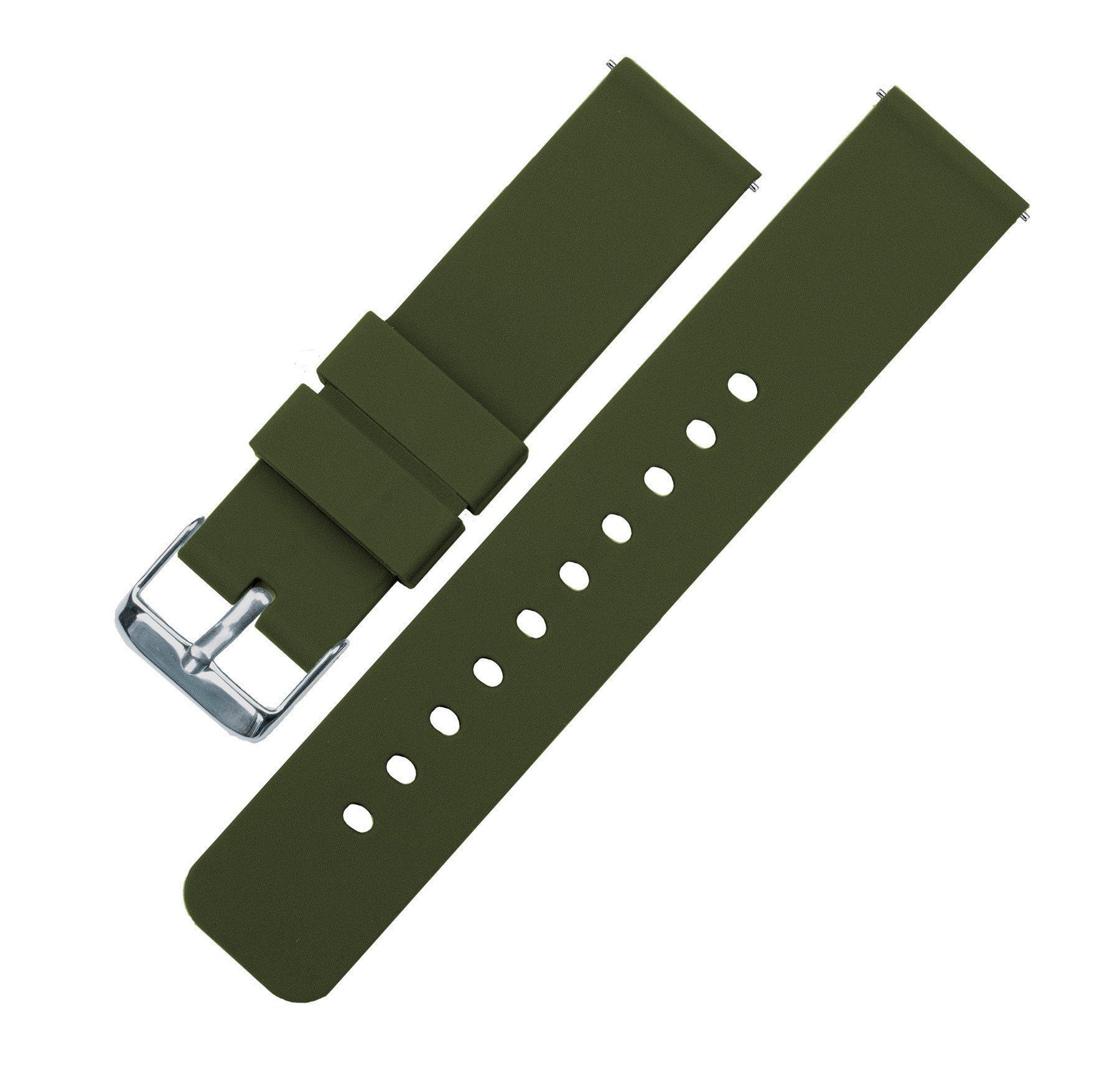 Army Green Silicone Rubber Quick Release Watch Band - Image 3