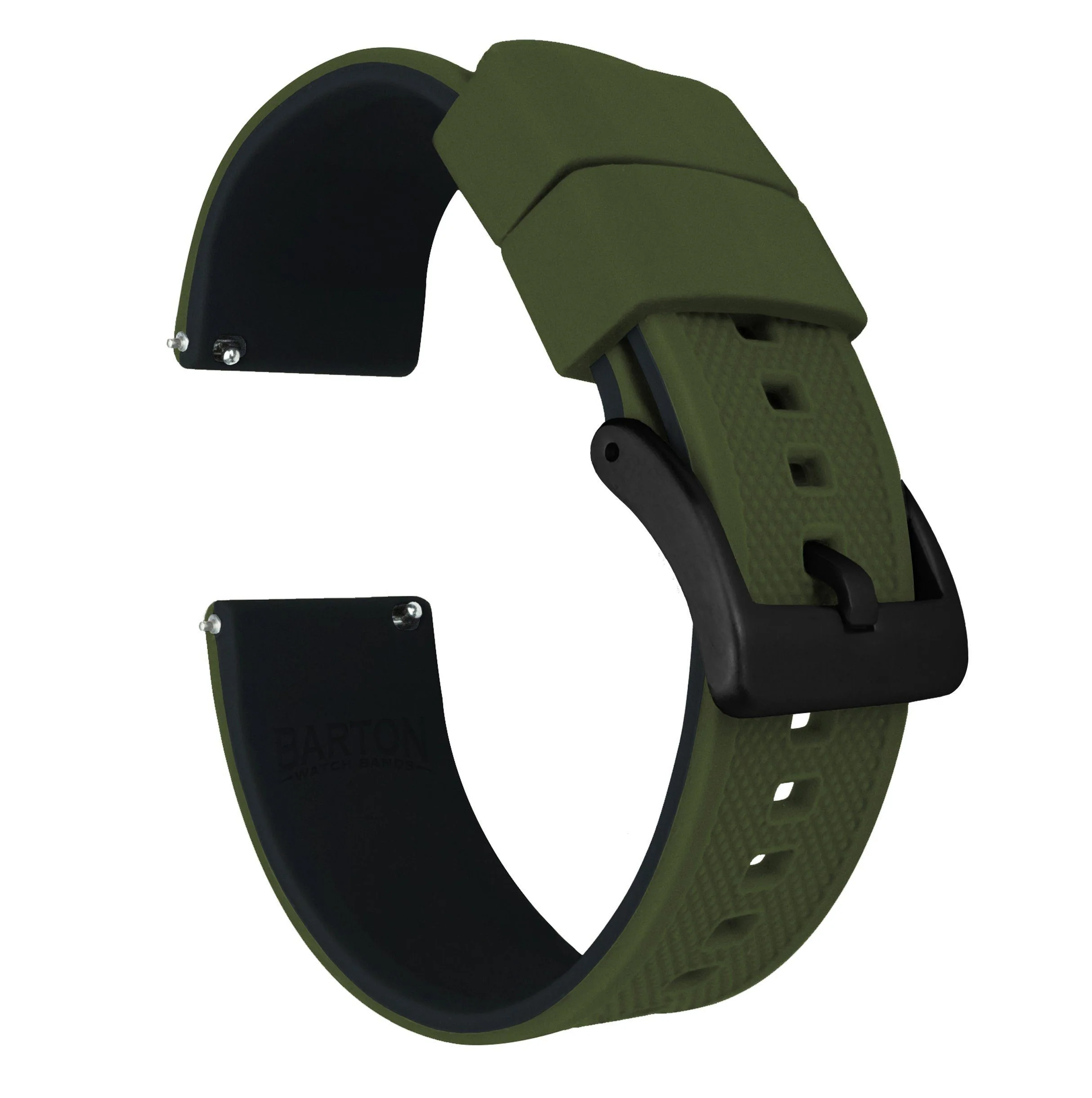 Army Green Top Black Bottom Elite Silicone Watch Band - Oris Divers Sixty-Five 40mm (20mm) - Image 8
