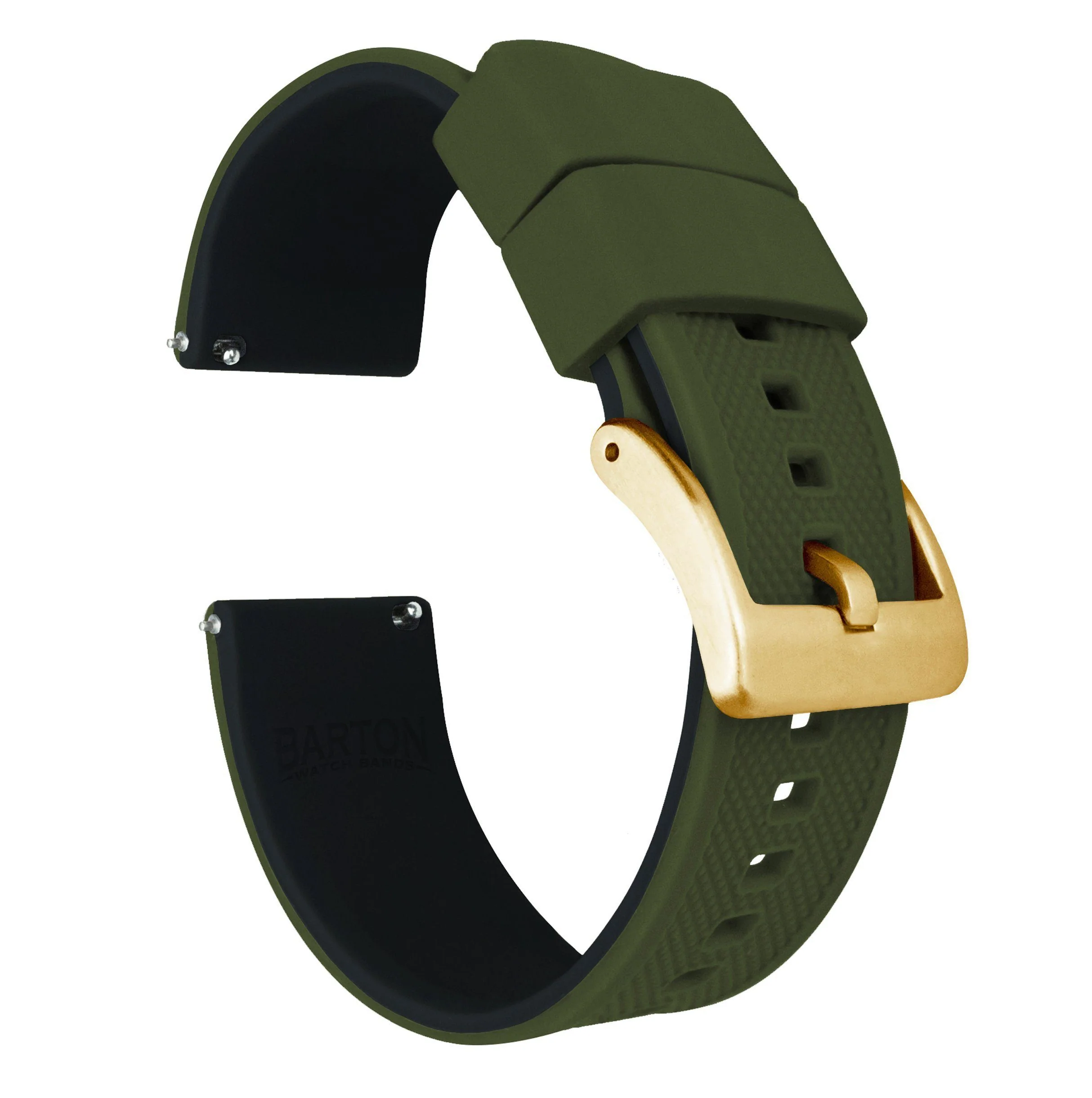 Army Green Top Black Bottom Elite Silicone Watch Band - Oris Divers Sixty-Five 40mm (20mm) - Image 9