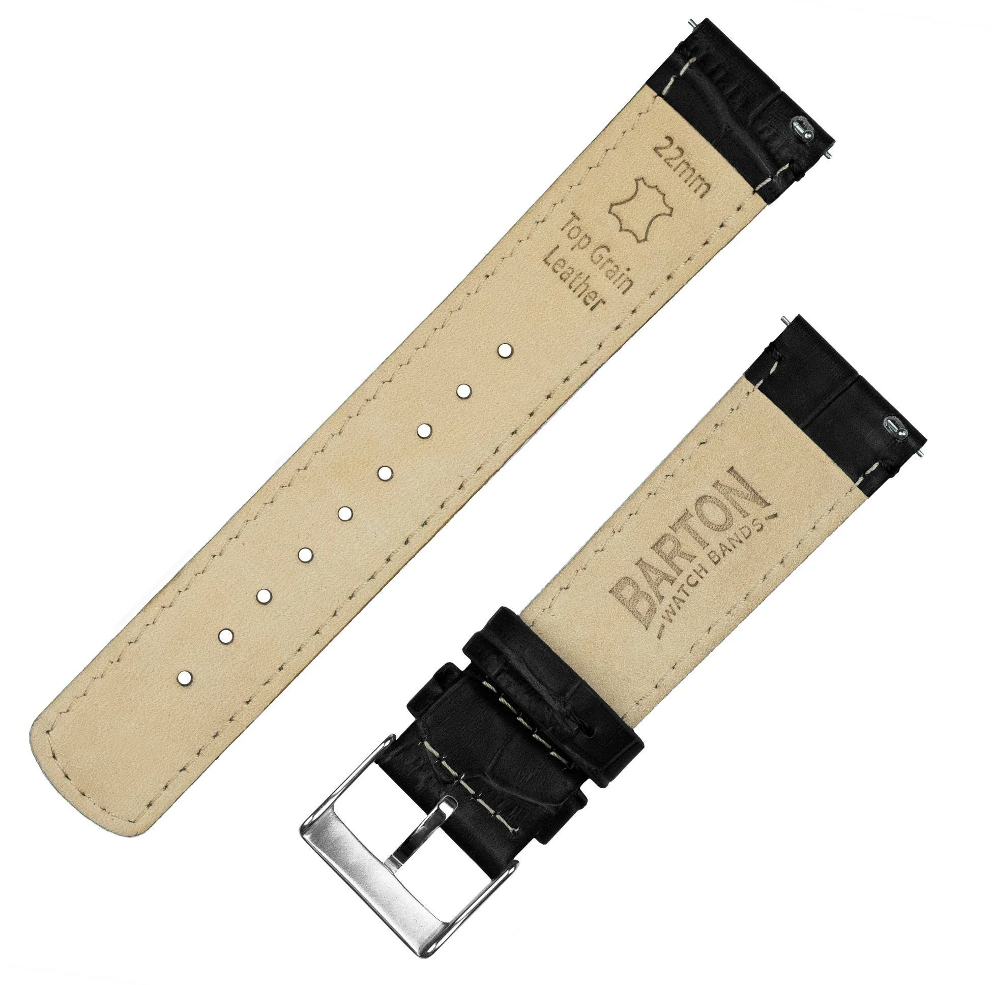 Black Alligator Grain Leather Watch Band - Image 7