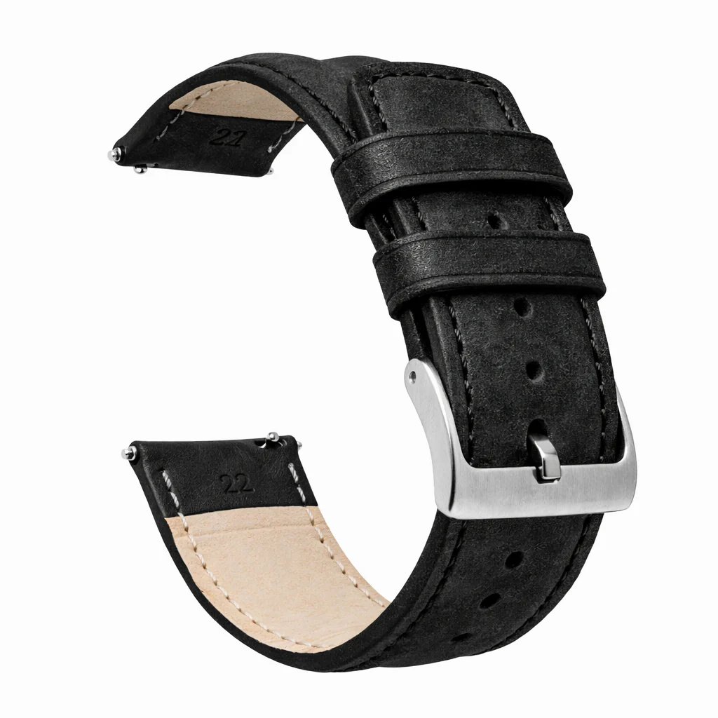 Black Classic Horween Leather Watch Band - Oris Divers Sixty-Five 40mm (20mm)