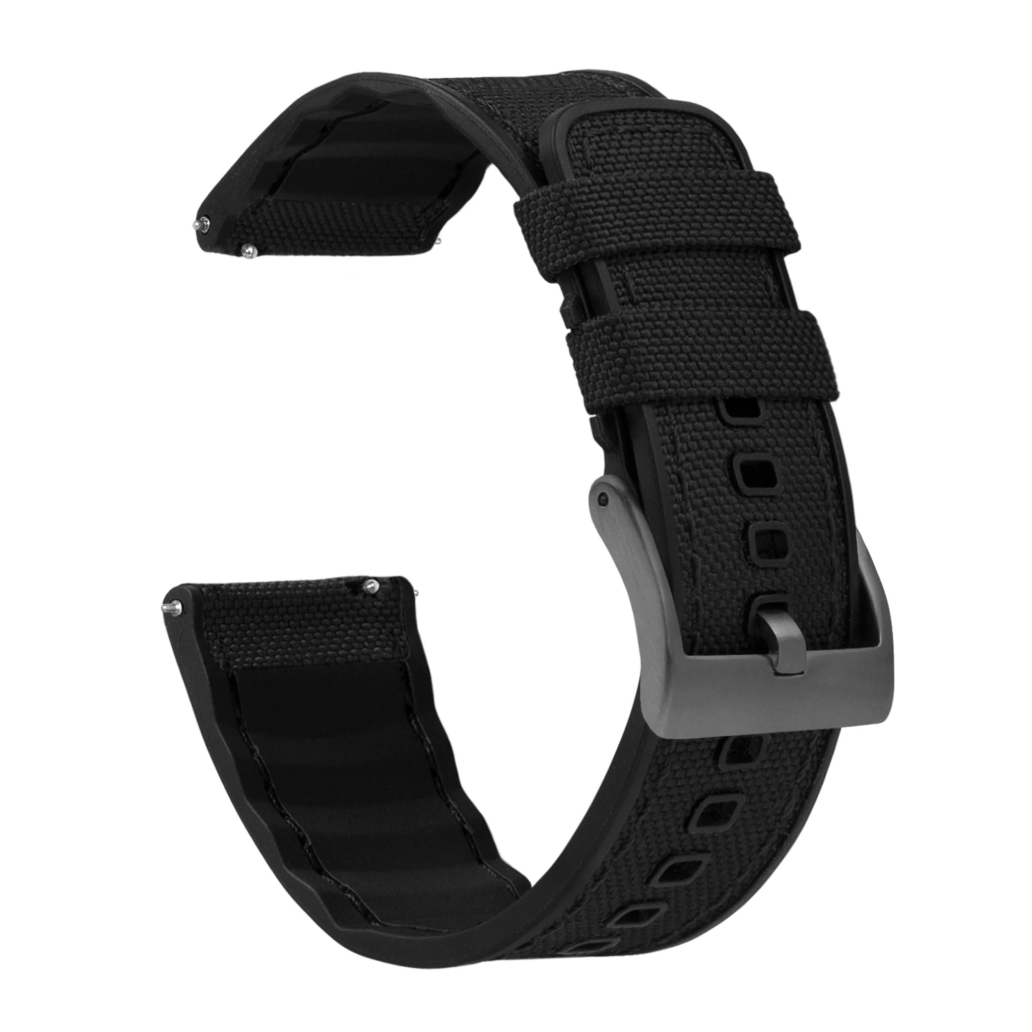 Black Cordura Fabric And Silicone Hybrid Watch Band - Casio Duro MDV-106 (22mm) - Image 12