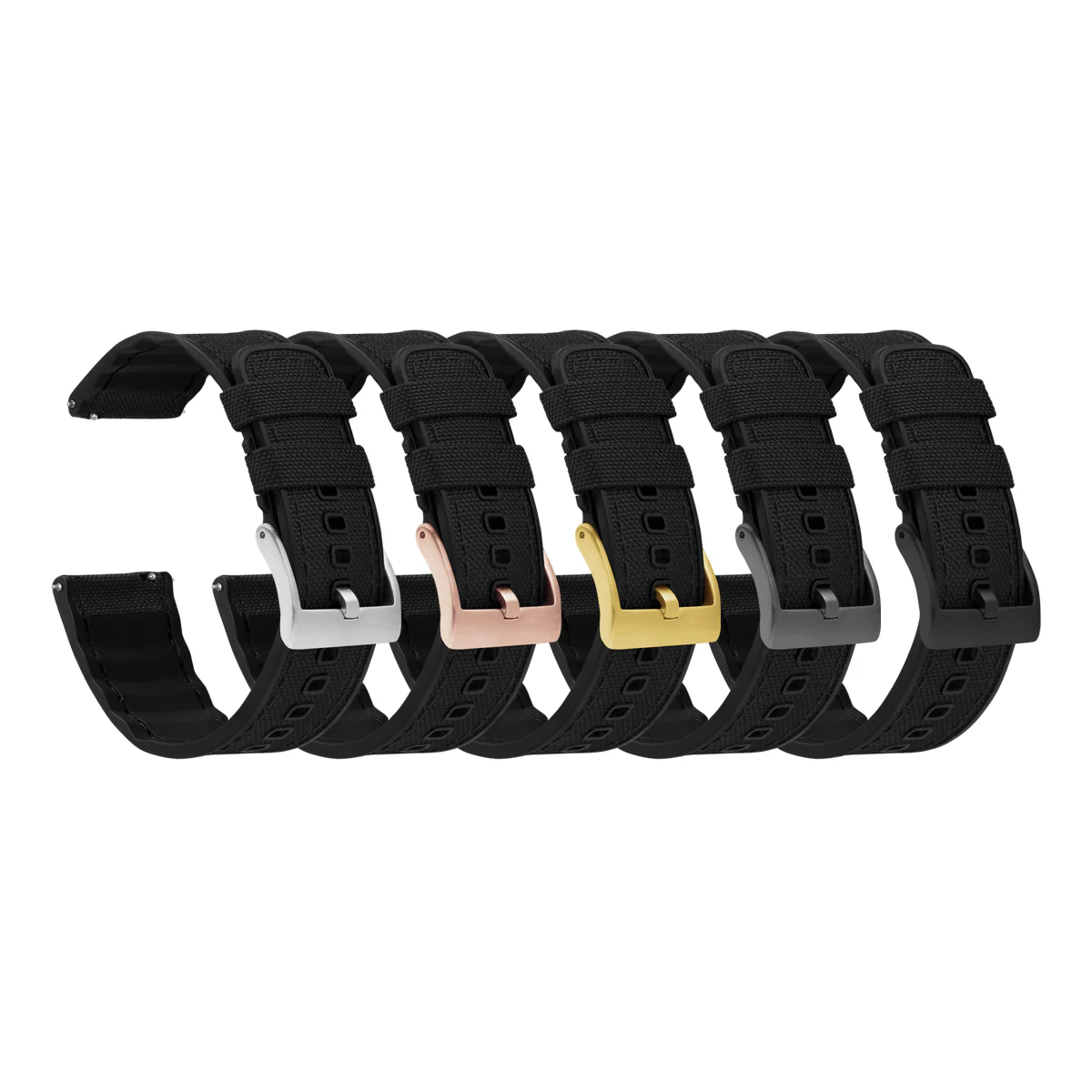 Black Cordura Fabric And Silicone Hybrid Watch Band - Casio Duro MDV-106 (22mm) - Image 2