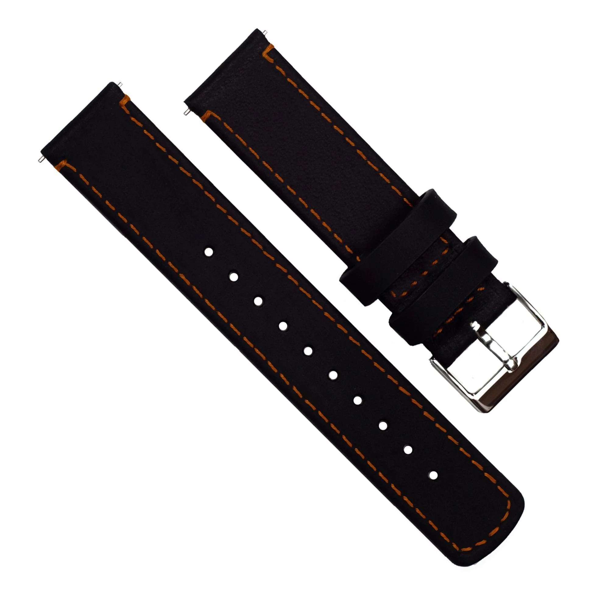 Black Leather Orange Stitching Watch Band - Oris Divers Sixty-Five 40mm (20mm) - Image 2