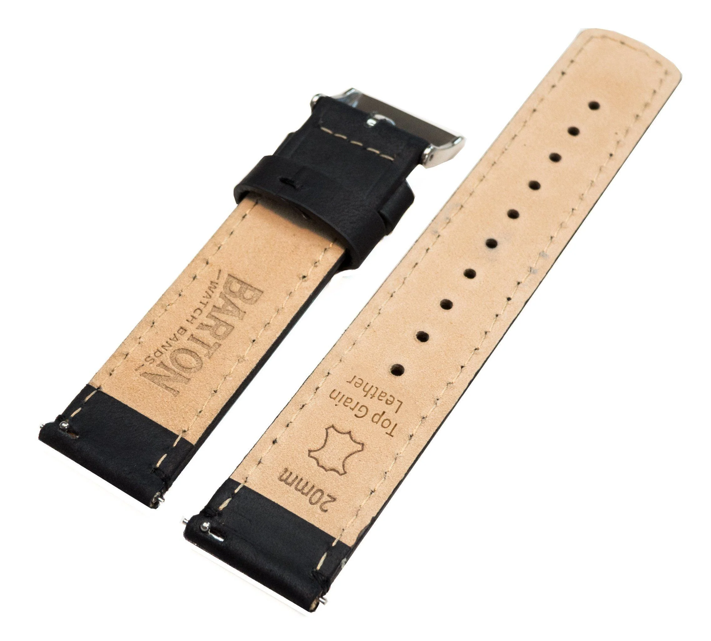 Black Leather Quick Release Watch Band - Image 7