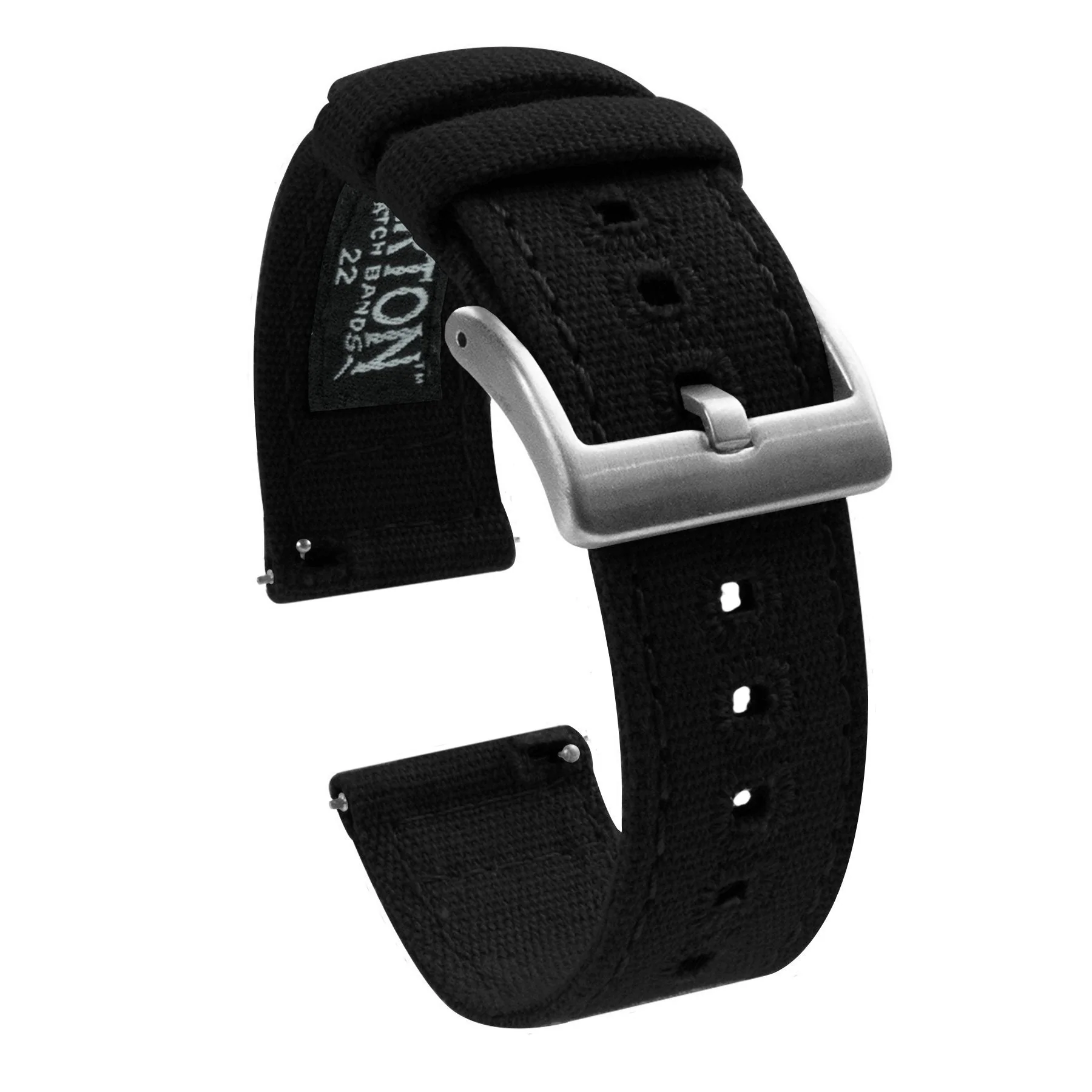 Black Premium Canvas Long 24mm Watch Band