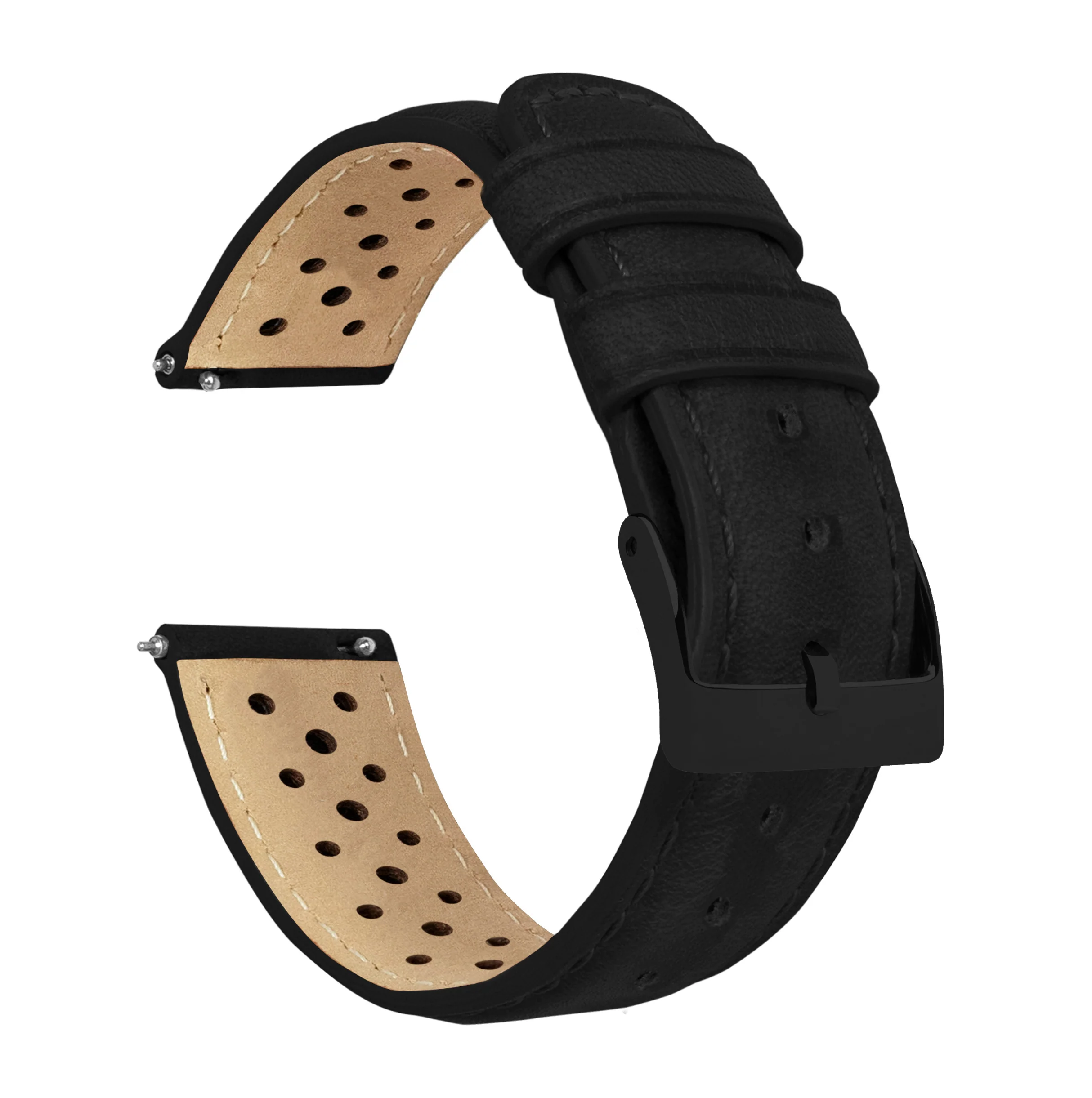 Black Racing Horween Leather Watch Band - Seiko Prospex Samurai (22mm) - Image 6