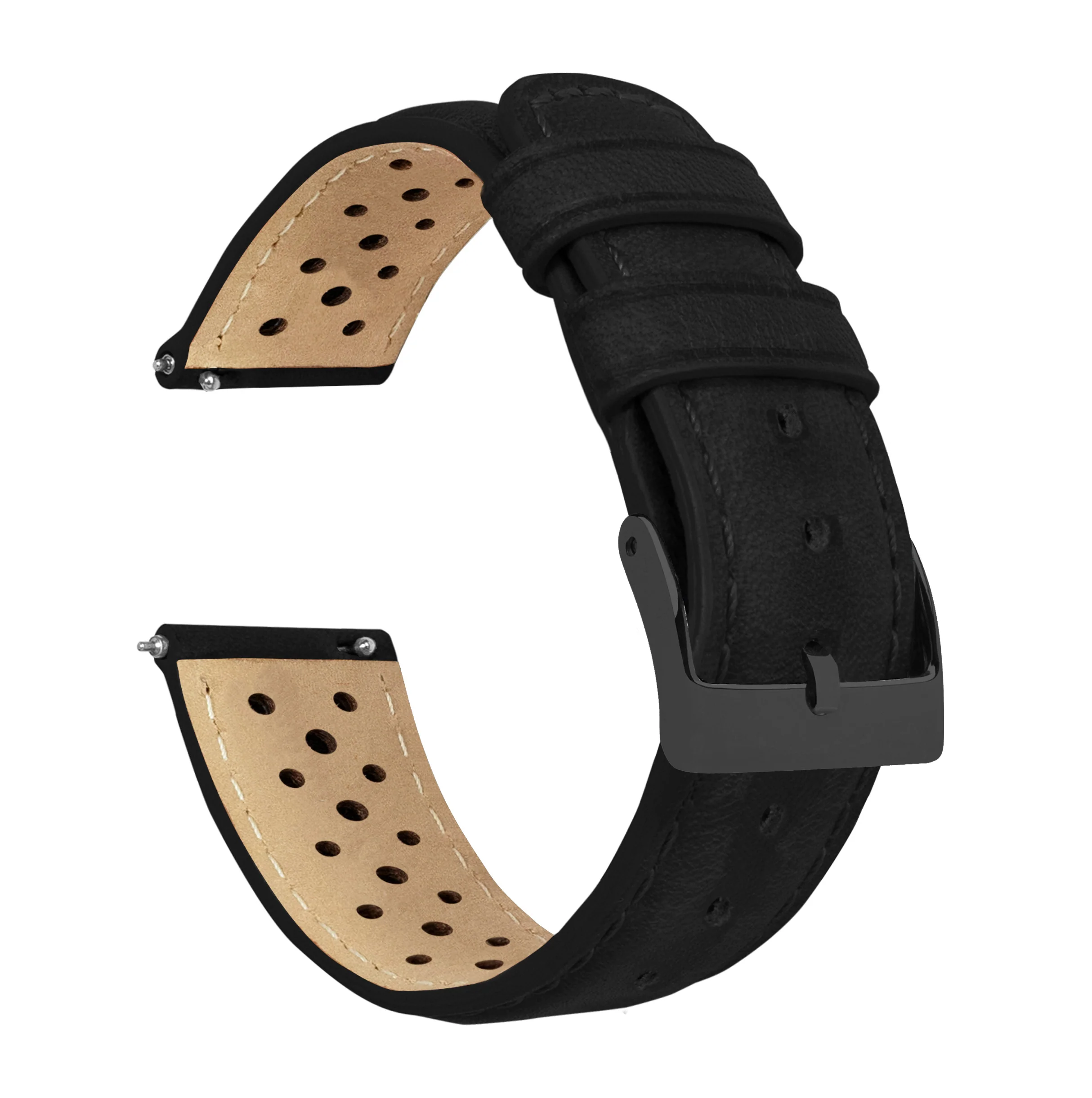 Black Racing Horween Leather Watch Band - Seiko Prospex Samurai (22mm) - Image 7