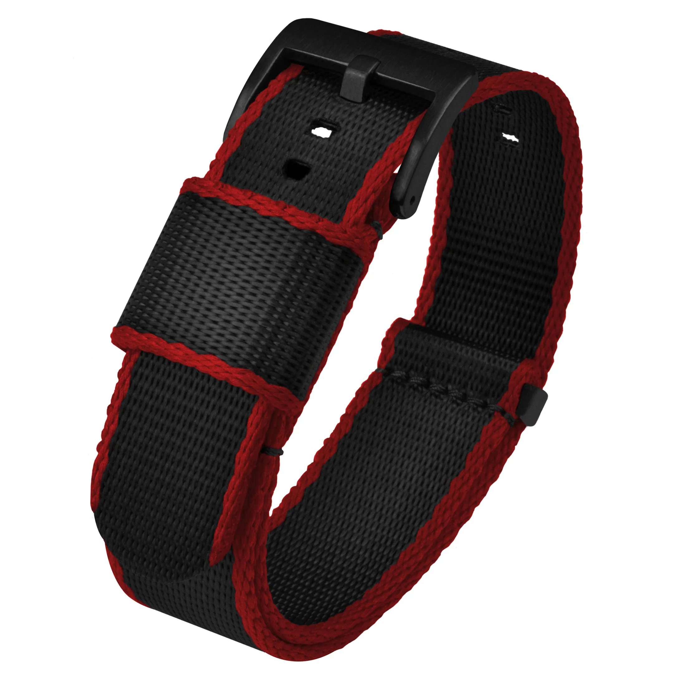 Black Red Nylon NATO® style Watch Band - Hamilton Khaki Field 38/40/42 (20mm) - Image 2