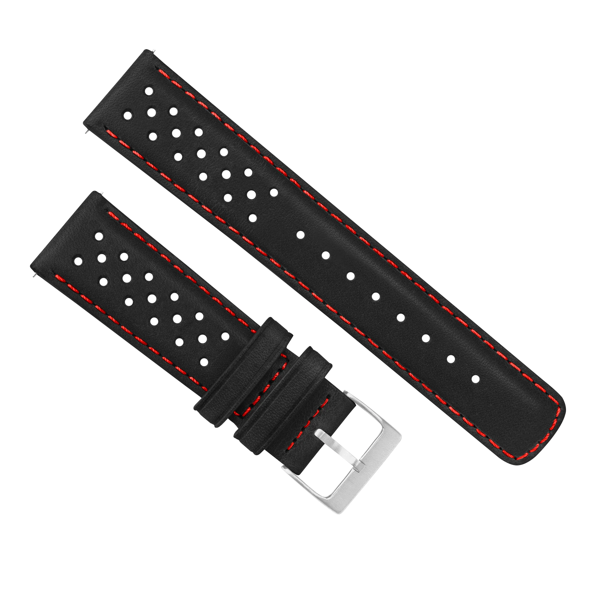 Black Red Stitch Racing Horween Leather Watch Band - Image 3