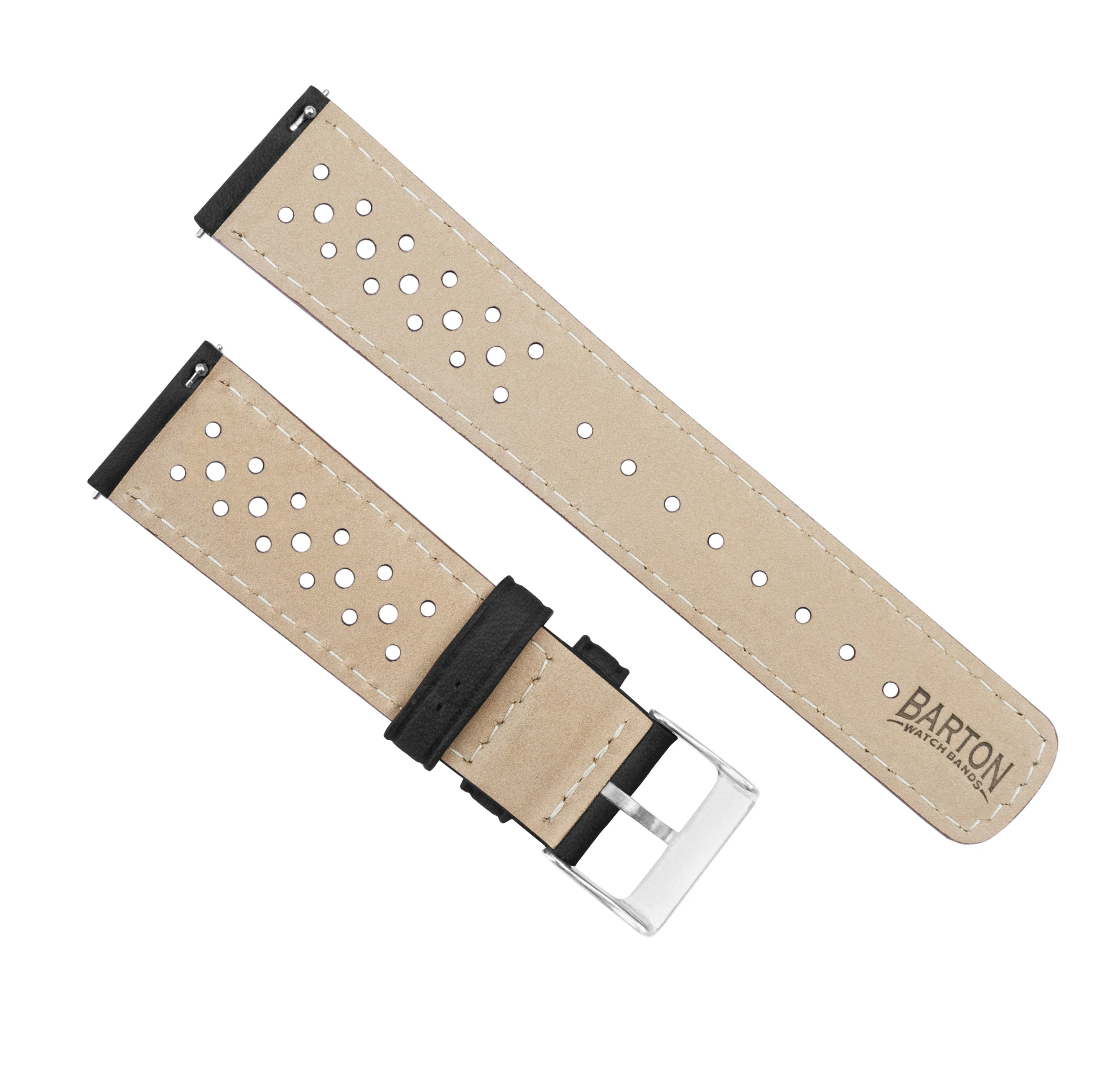 Black Red Stitch Racing Horween Leather Watch Band - Image 4