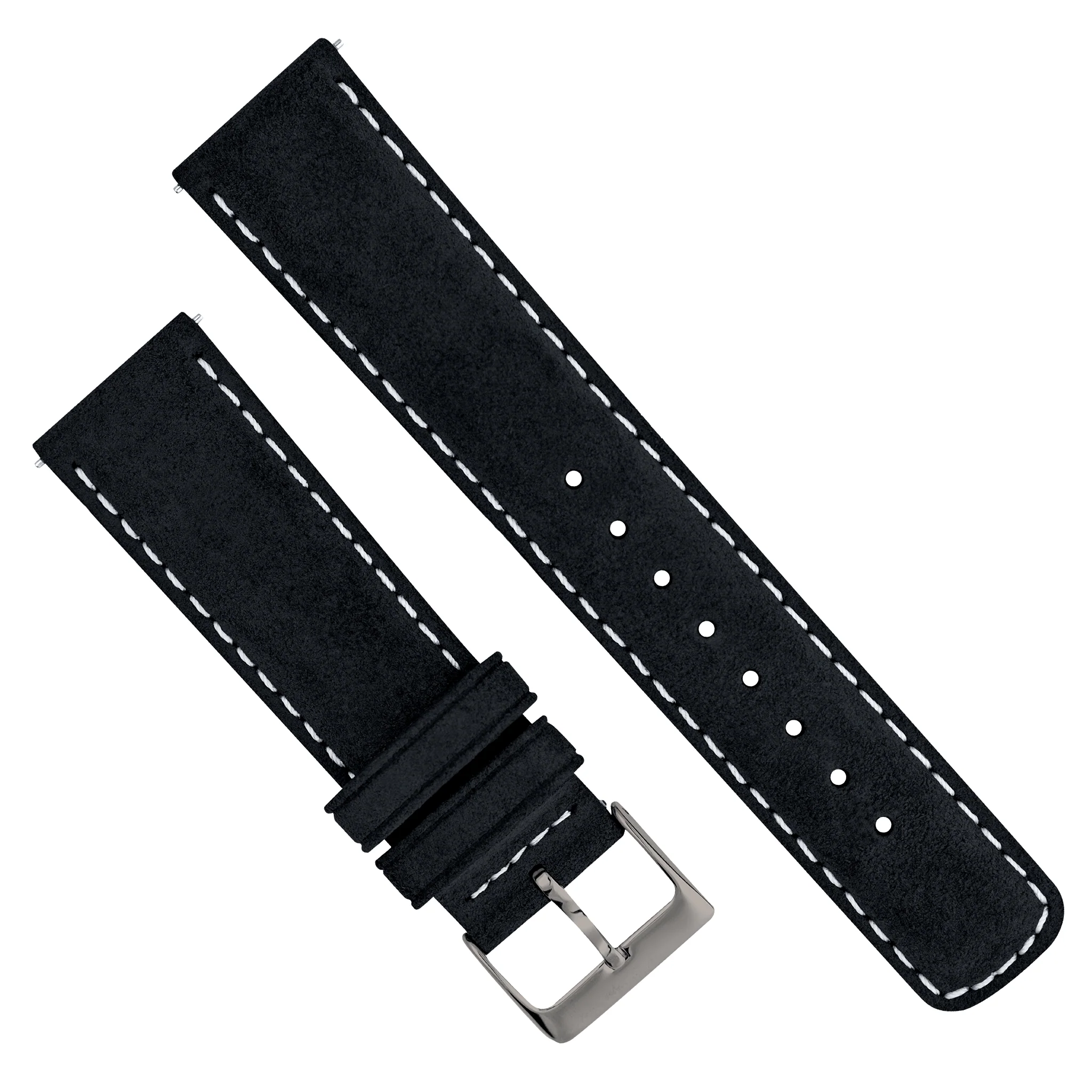 Black Italian Suede Beige Stitching Watch Band - Oris Divers Sixty-Five 40mm (20mm) - Image 3