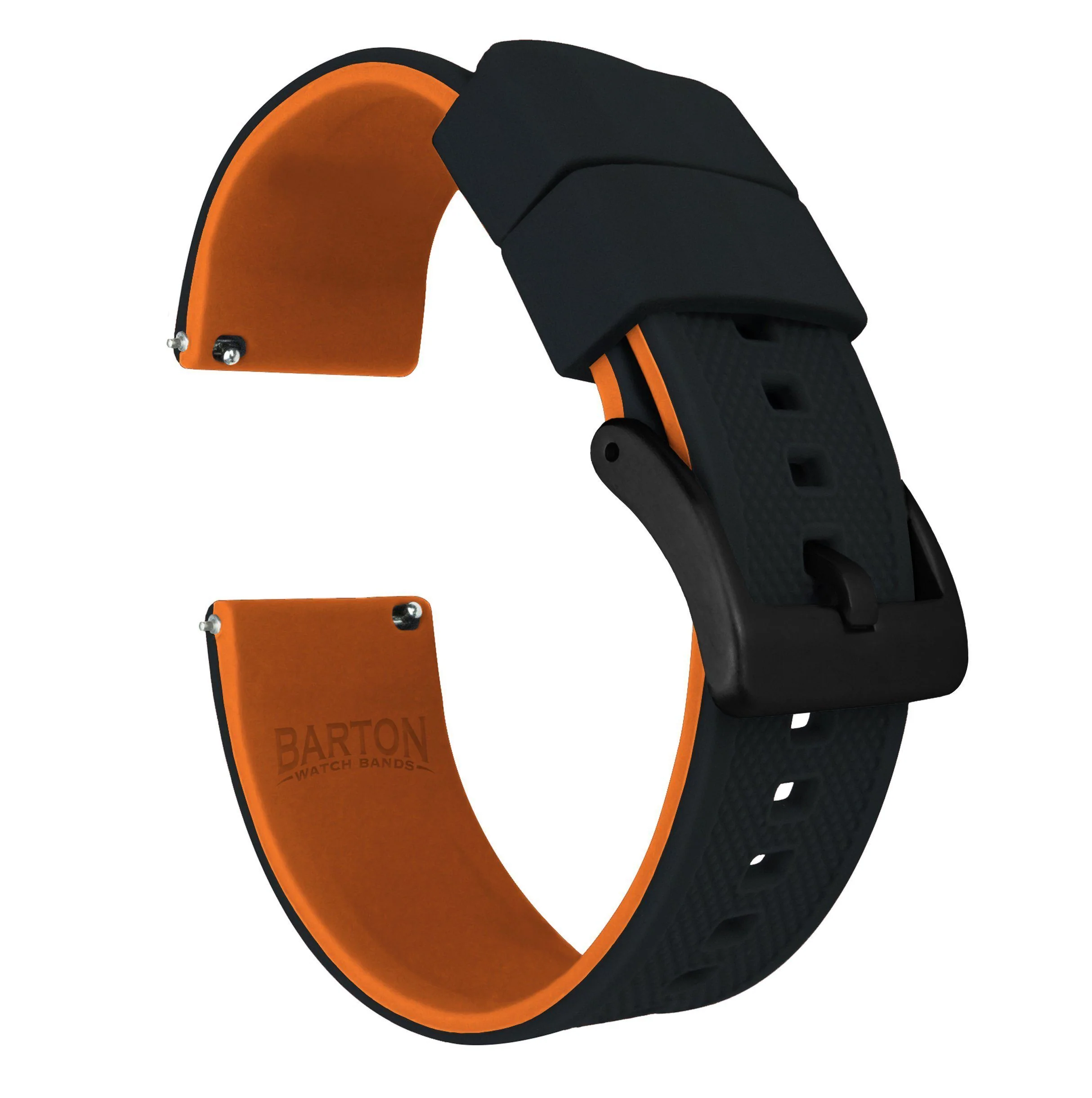 Black Top Pumpkin Orange Bottom Elite Silicone Watch Band - Image 9