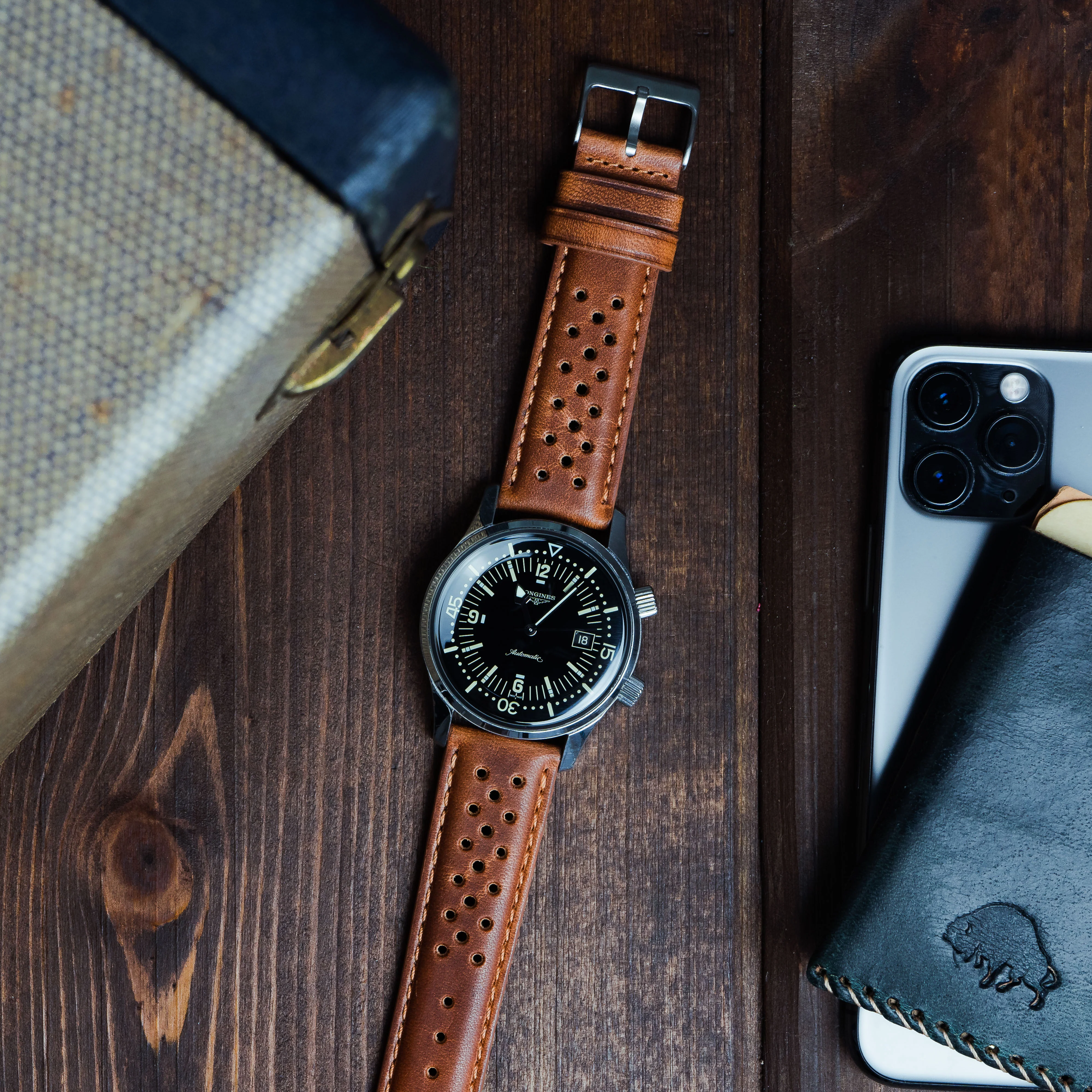 Caramel Brown Racing Horween Leather Watch Band - Image 3
