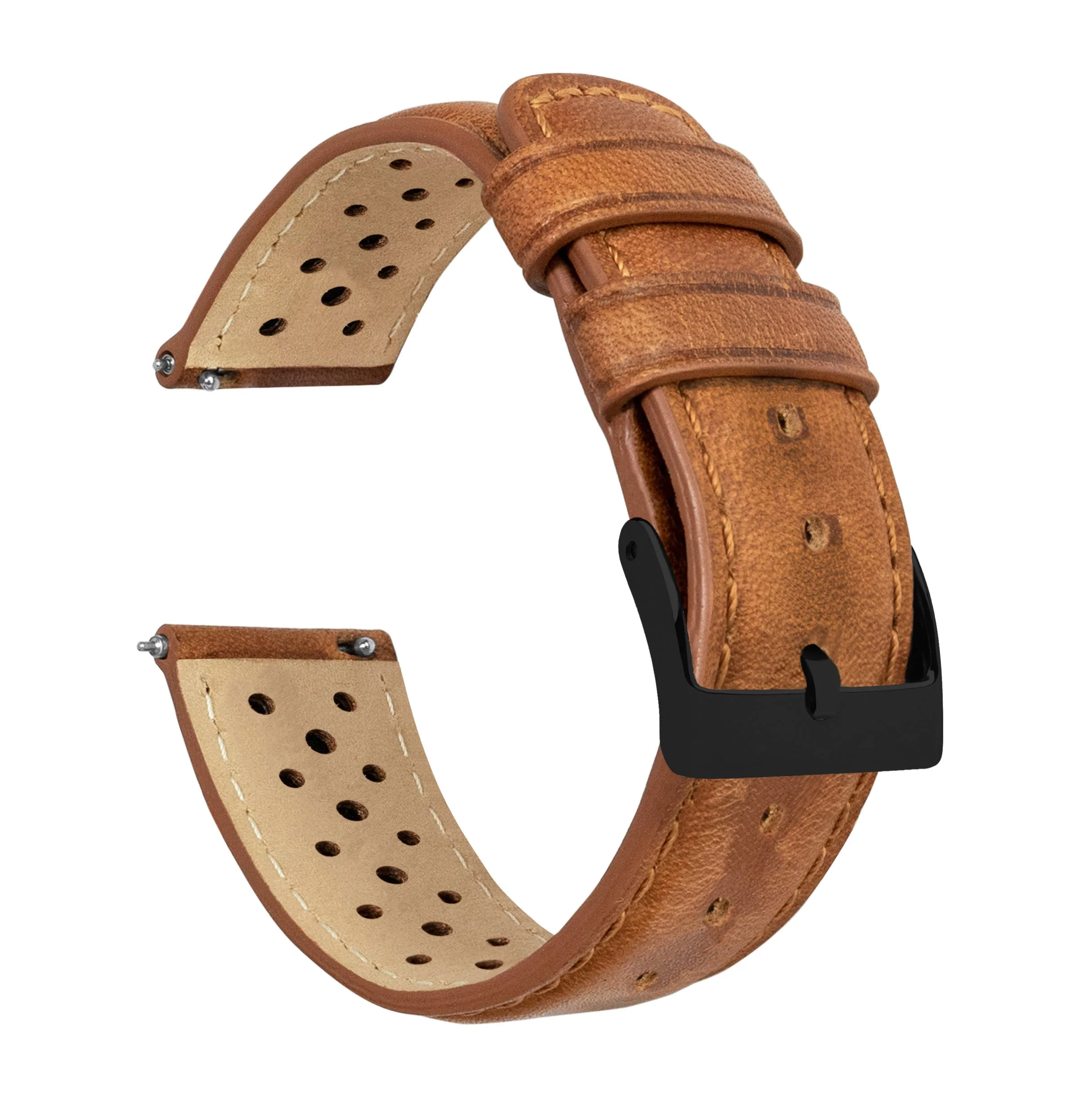 Caramel Brown Racing Horween Leather Watch Band - Tudor Black Bay 58 & Pro (20mm) - Image 6