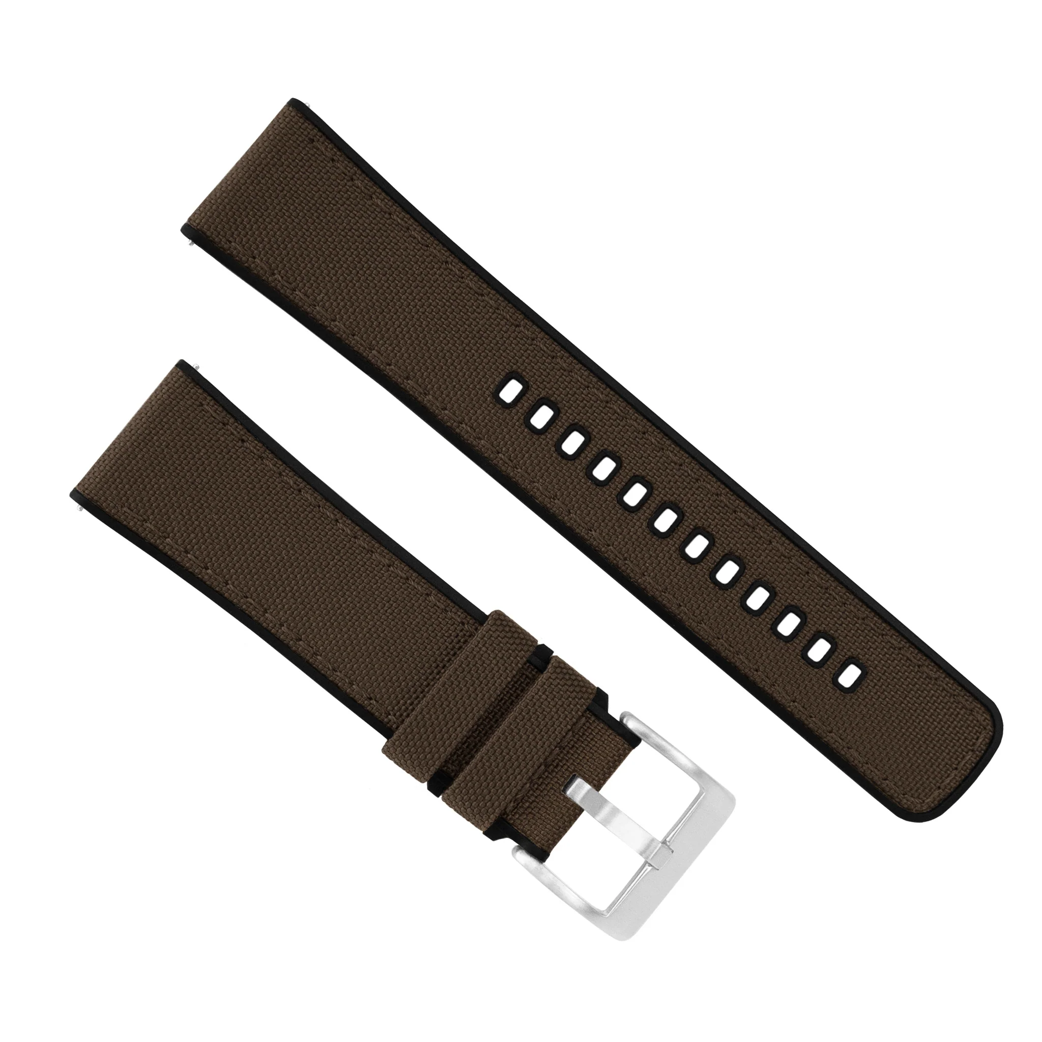 Chocolate Brown Cordura Fabric And Silicone Hybrid Watch Band - Casio Duro MDV-106 (22mm) - Image 2