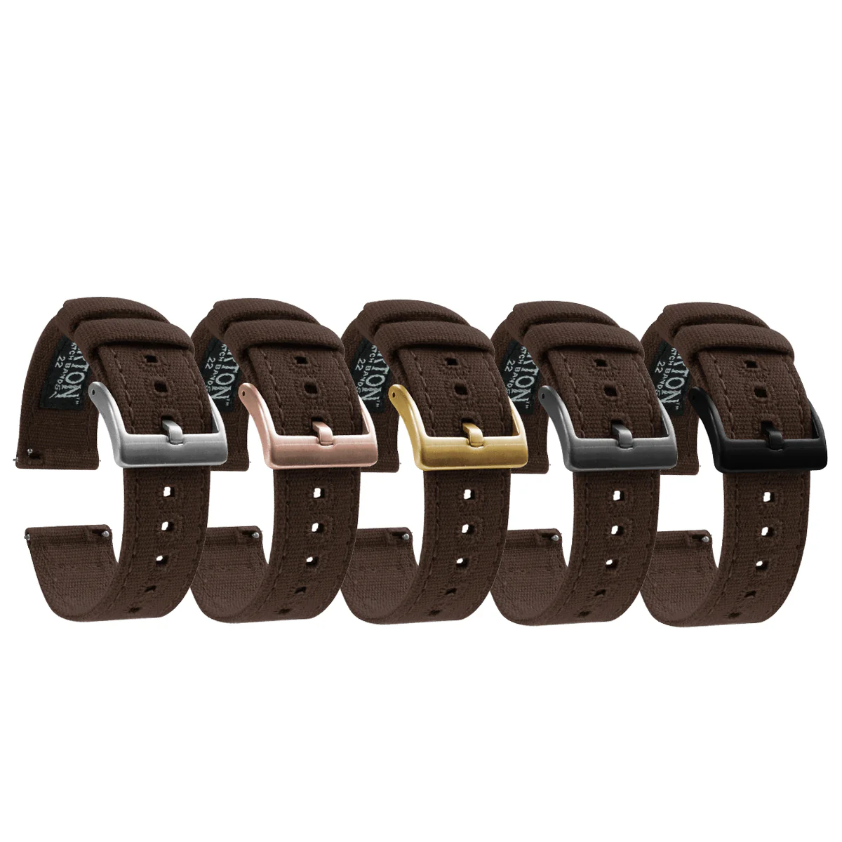 Chocolate Brown Premium Canvas Watch Band - Glycine Combat Sub (20mm) - Image 2
