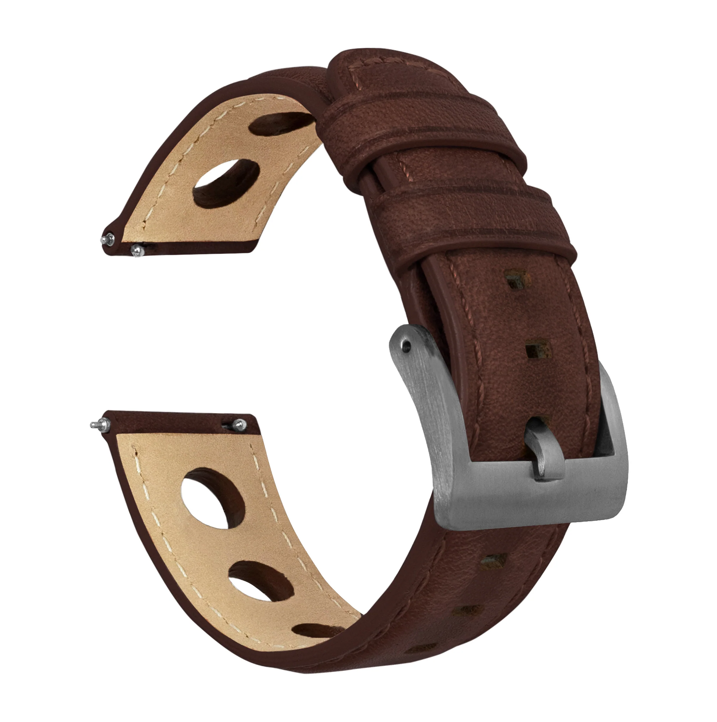 Chocolate Brown Rally Horween Leather Watch Band - Timex Weekender / Expedition (20mm) - Image 7