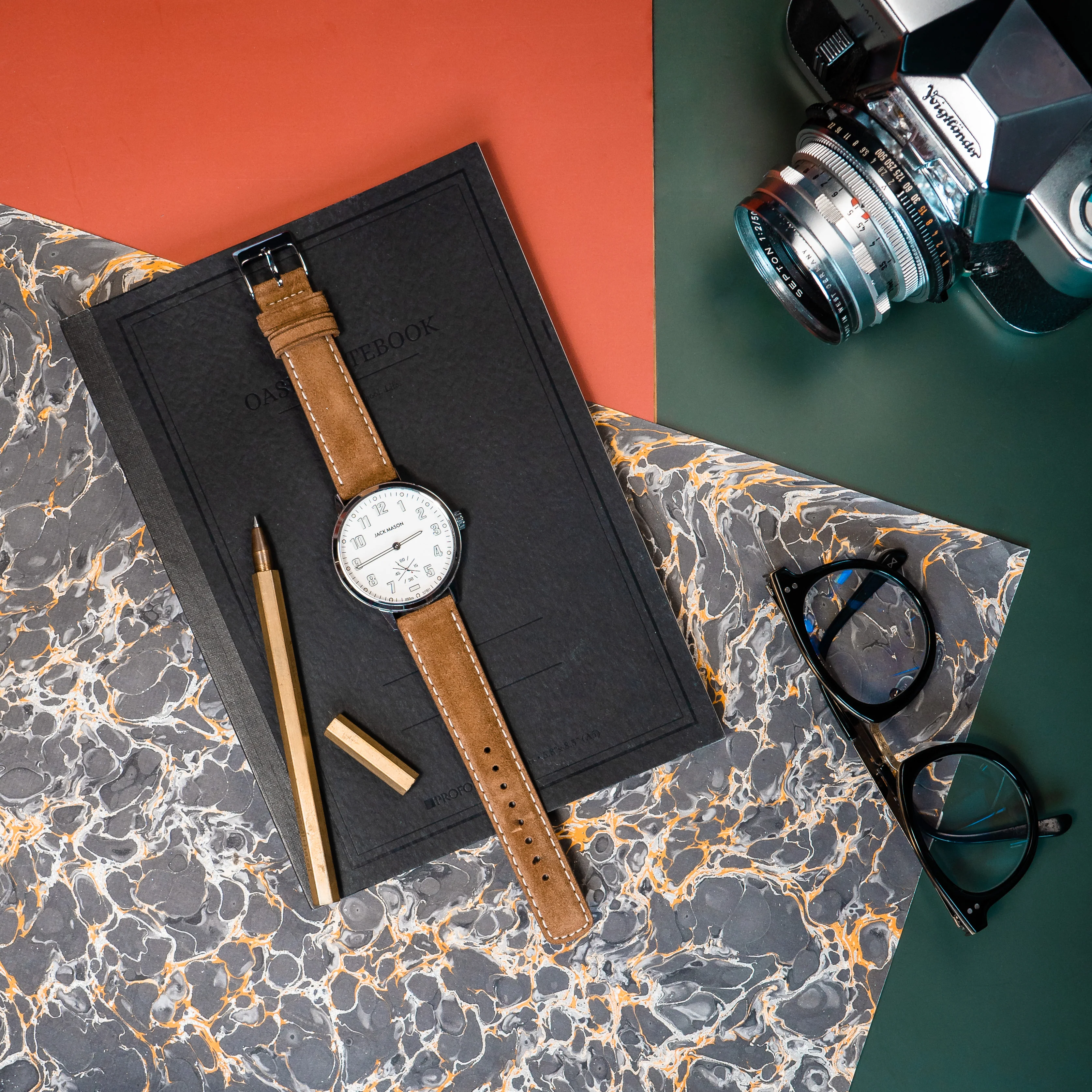 Cognac Brown Italian Suede Beige Stitching Watch Band - Seiko Prospex Turtle (22mm) - Image 3