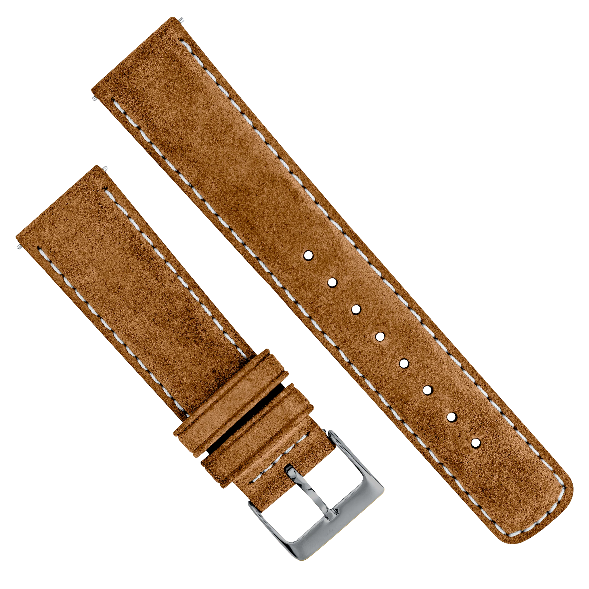 Cognac Brown Italian Suede Beige Stitching Watch Band - Seiko Prospex Turtle (22mm) - Image 4
