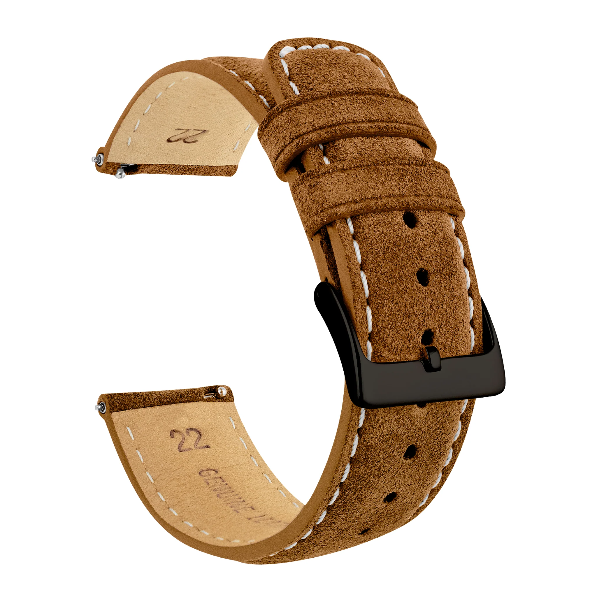 Cognac Brown Italian Suede Beige Stitching Watch Band - Seiko Prospex Turtle (22mm) - Image 7