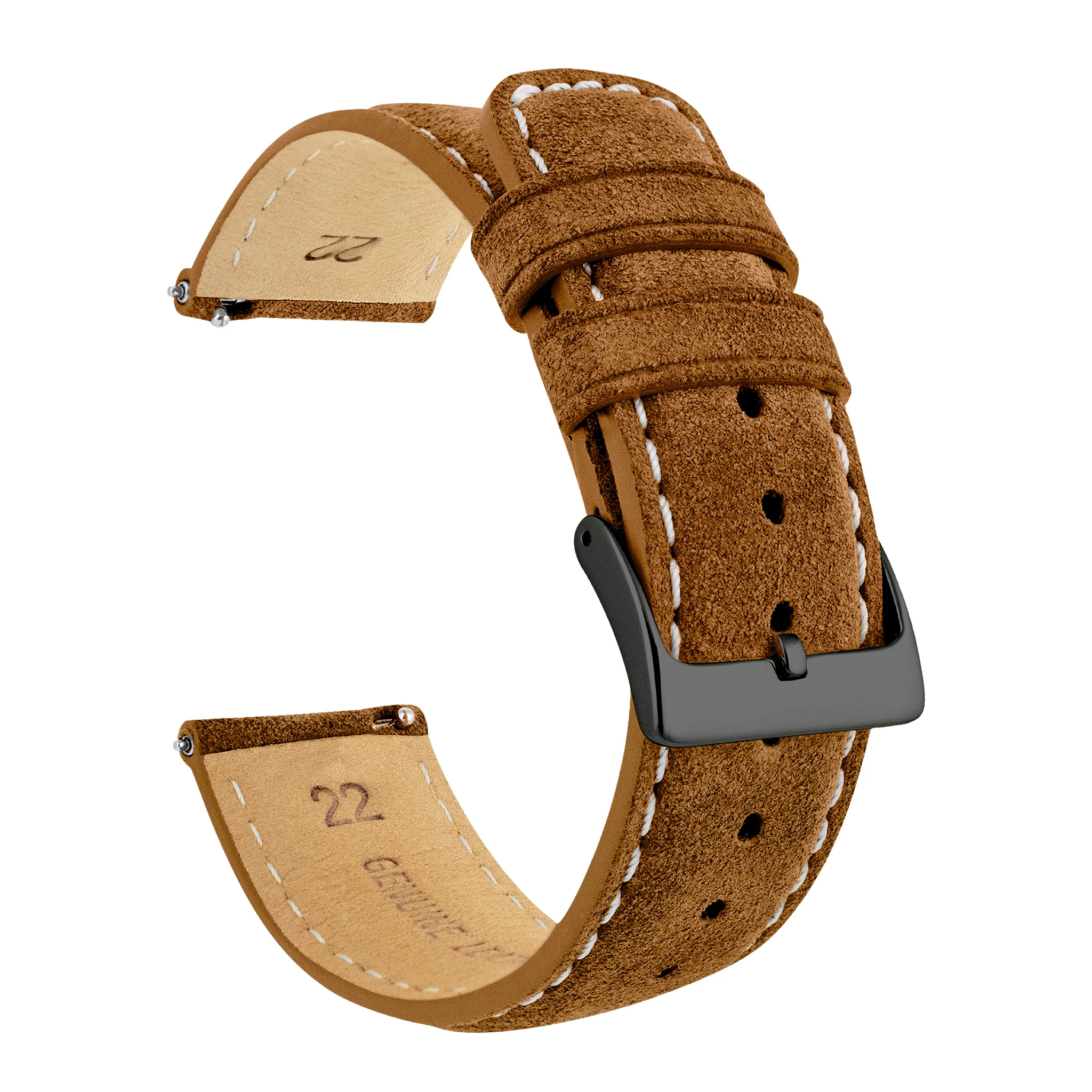 Cognac Brown Italian Suede Beige Stitching Watch Band - Seiko Prospex Turtle (22mm) - Image 9