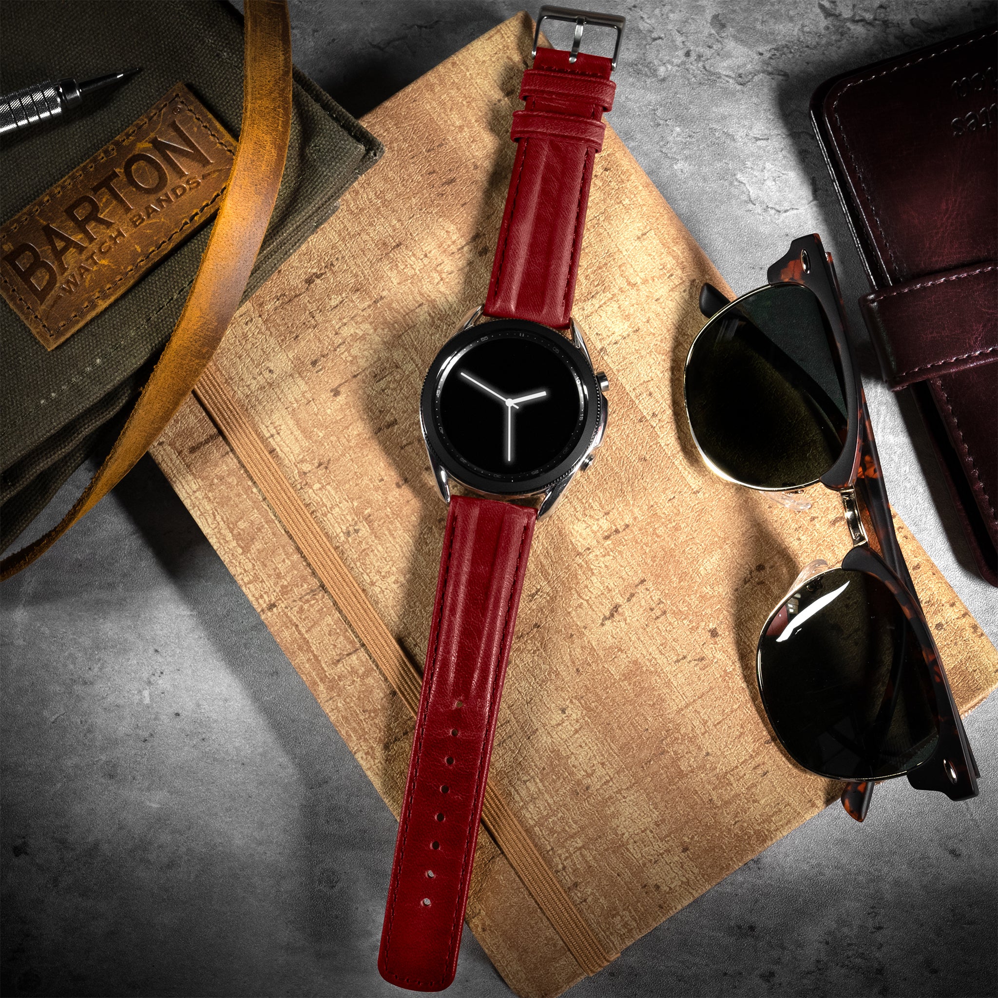 Crimson Red Classic Horween Leather Watch Band - Hamilton Khaki Field 38/40/42 (20mm) - Image 9