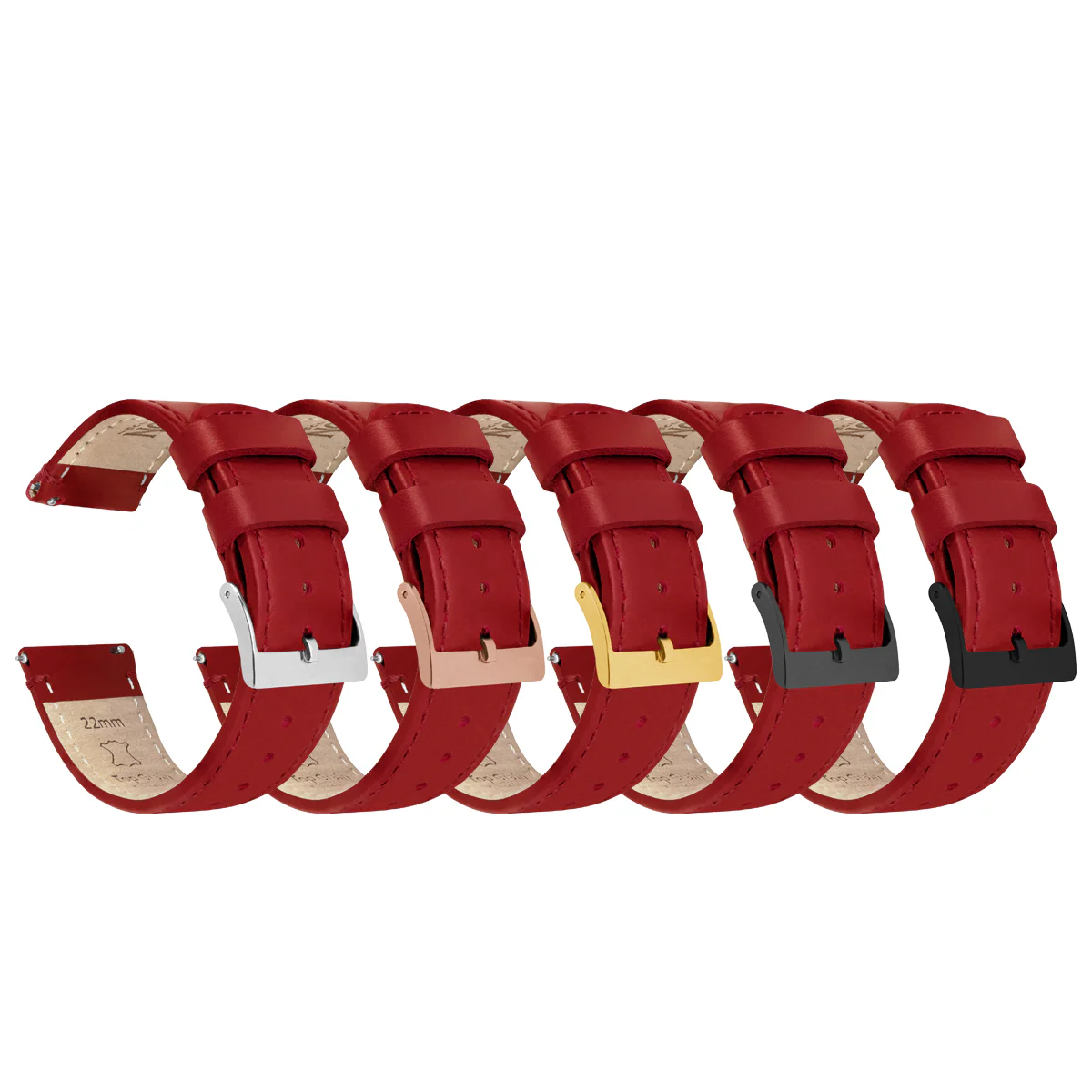 Crimson Red Leather Red Stitching Watch Band - Hamilton Khaki Field 38/40/42 (20mm) - Image 2
