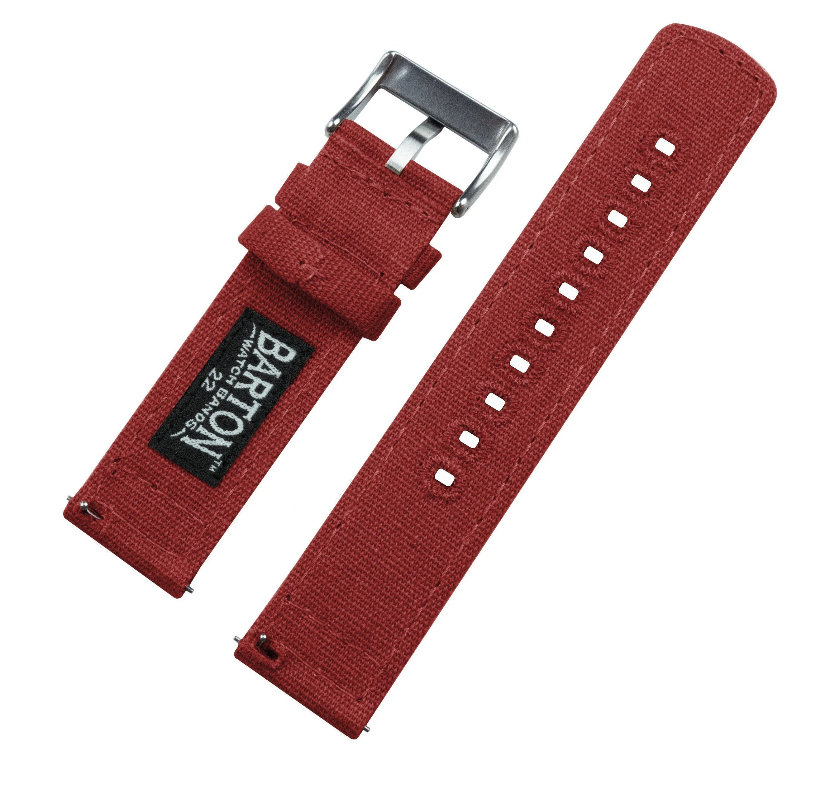 Crimson Red Premium Canvas Watch Band - Glycine Combat Sub (20mm) - Image 4