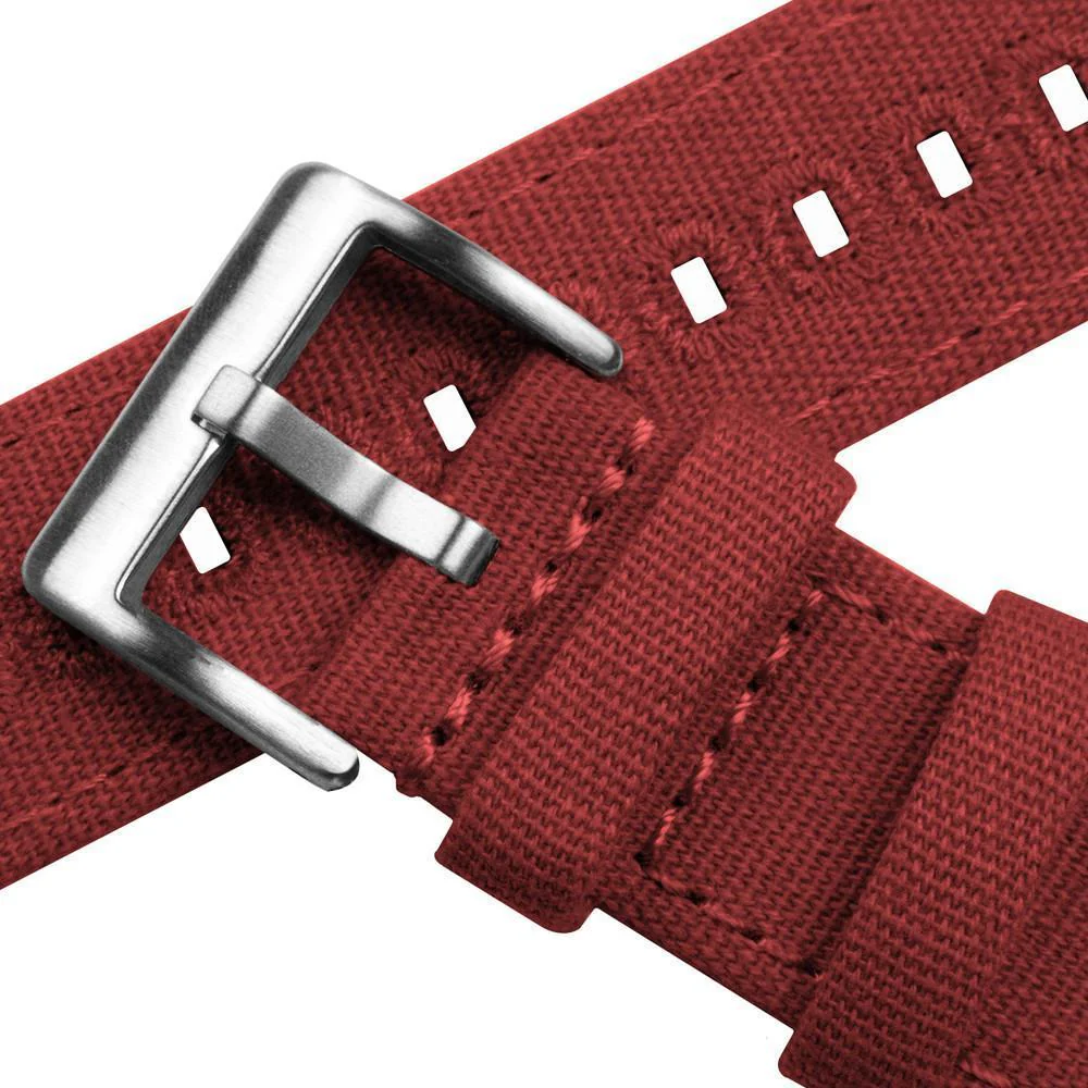Crimson Red Premium Canvas Watch Band - Glycine Combat Sub (20mm) - Image 5