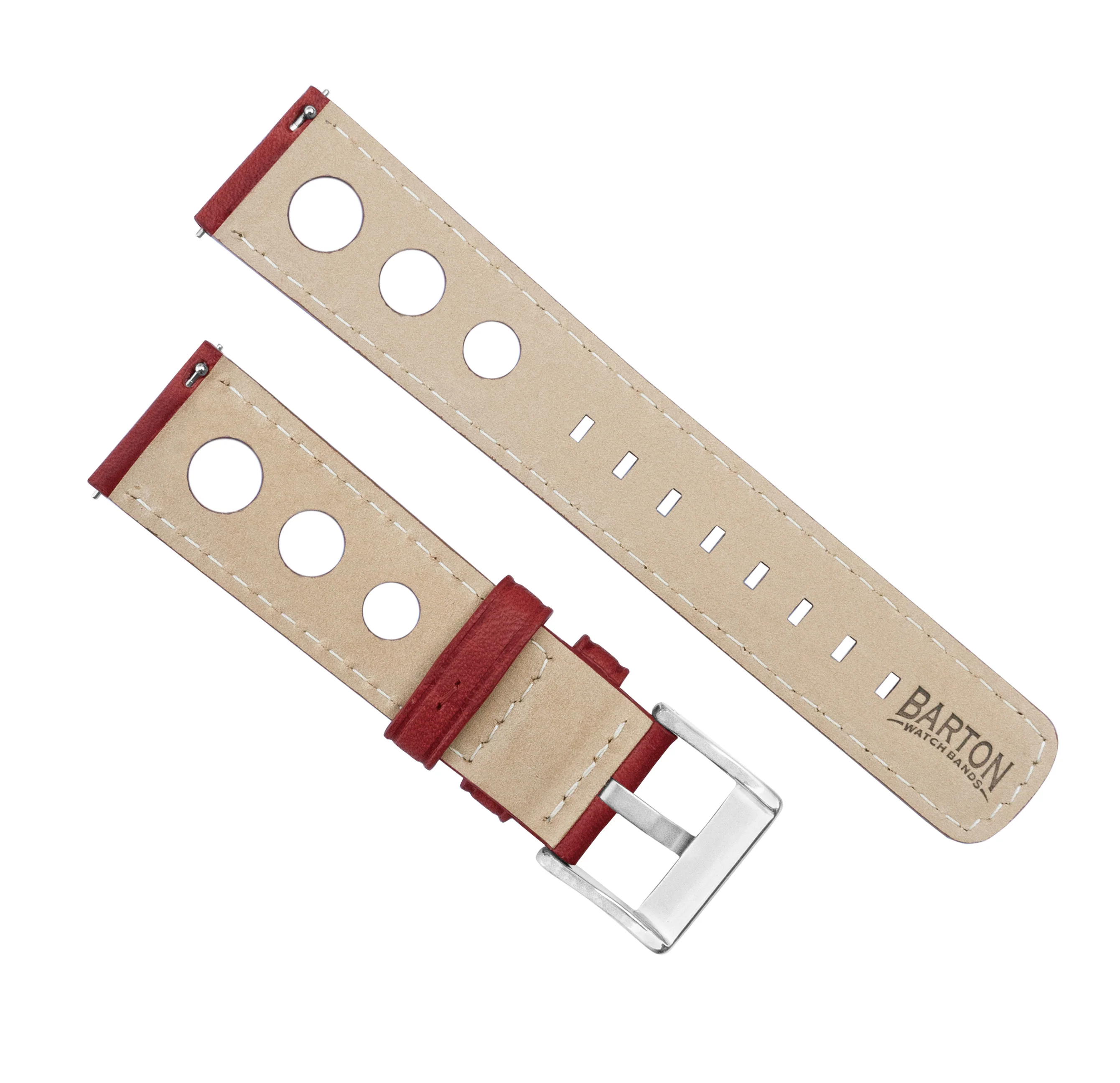 Crimson Red Rally Horween Leather Watch Band - Seiko Prospex Samurai (22mm) - Image 4