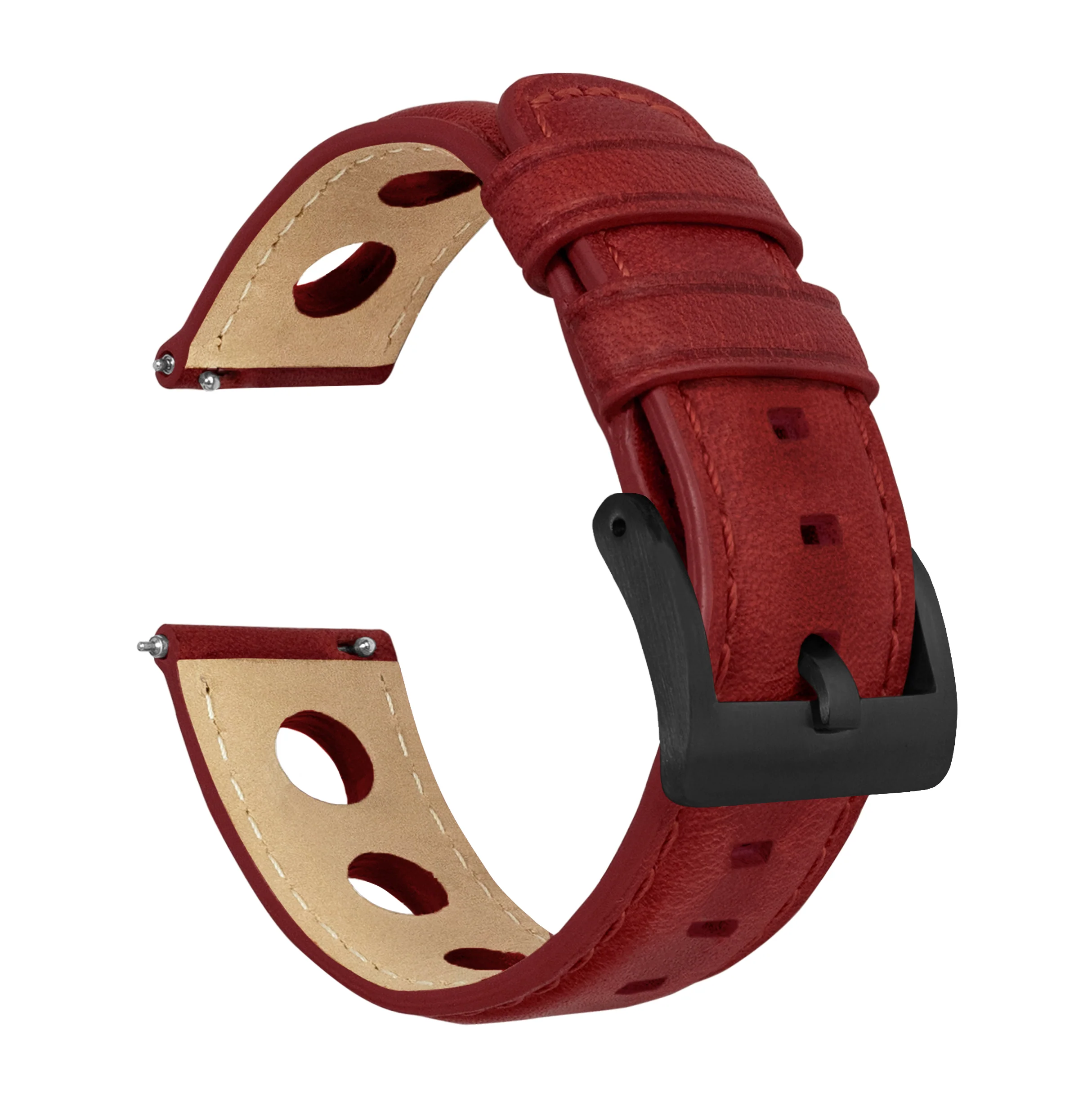 Crimson Red Rally Horween Leather Watch Band - Seiko Prospex Samurai (22mm) - Image 6
