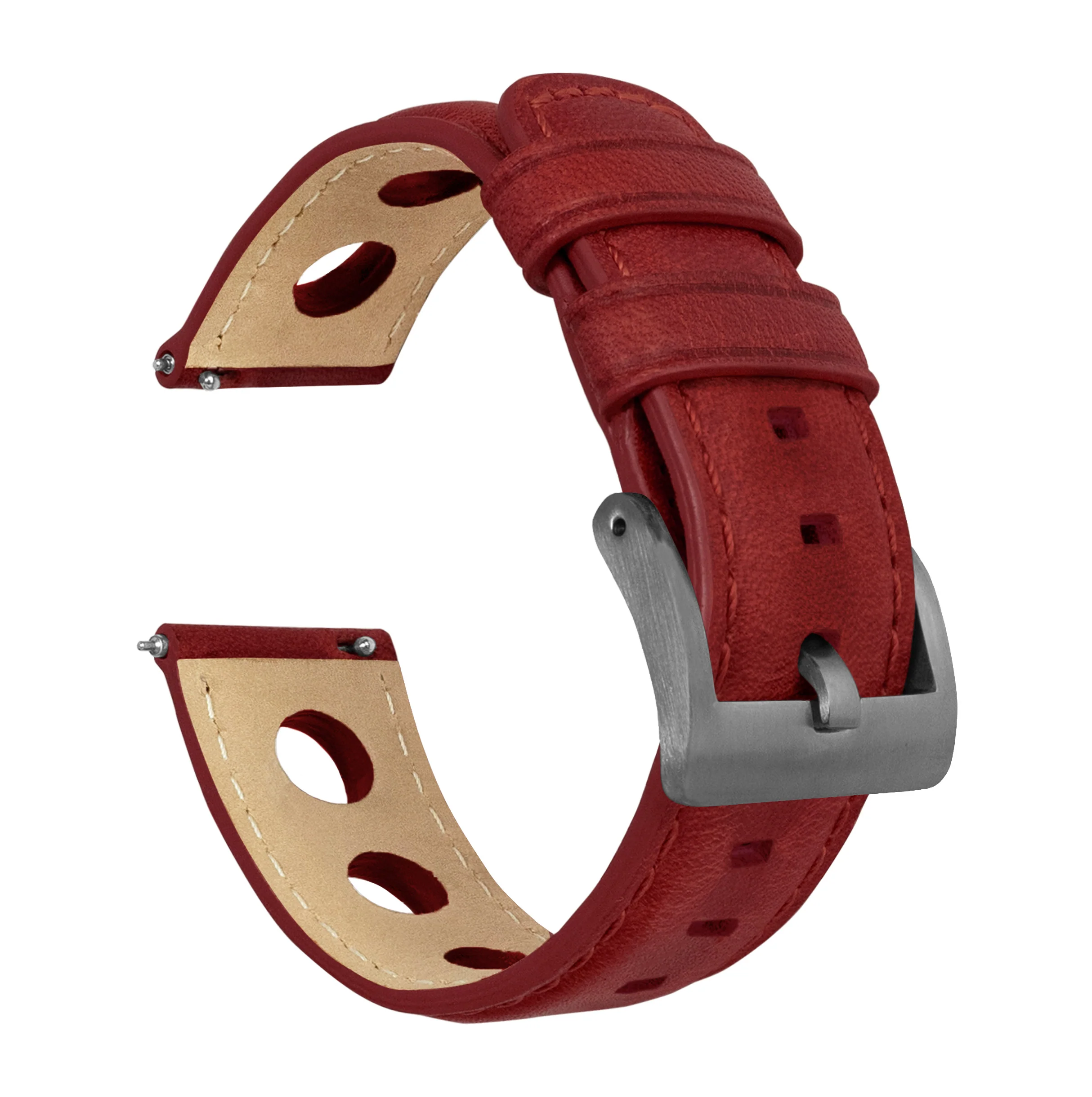Crimson Red Rally Horween Leather Watch Band - Seiko Prospex Samurai (22mm) - Image 7