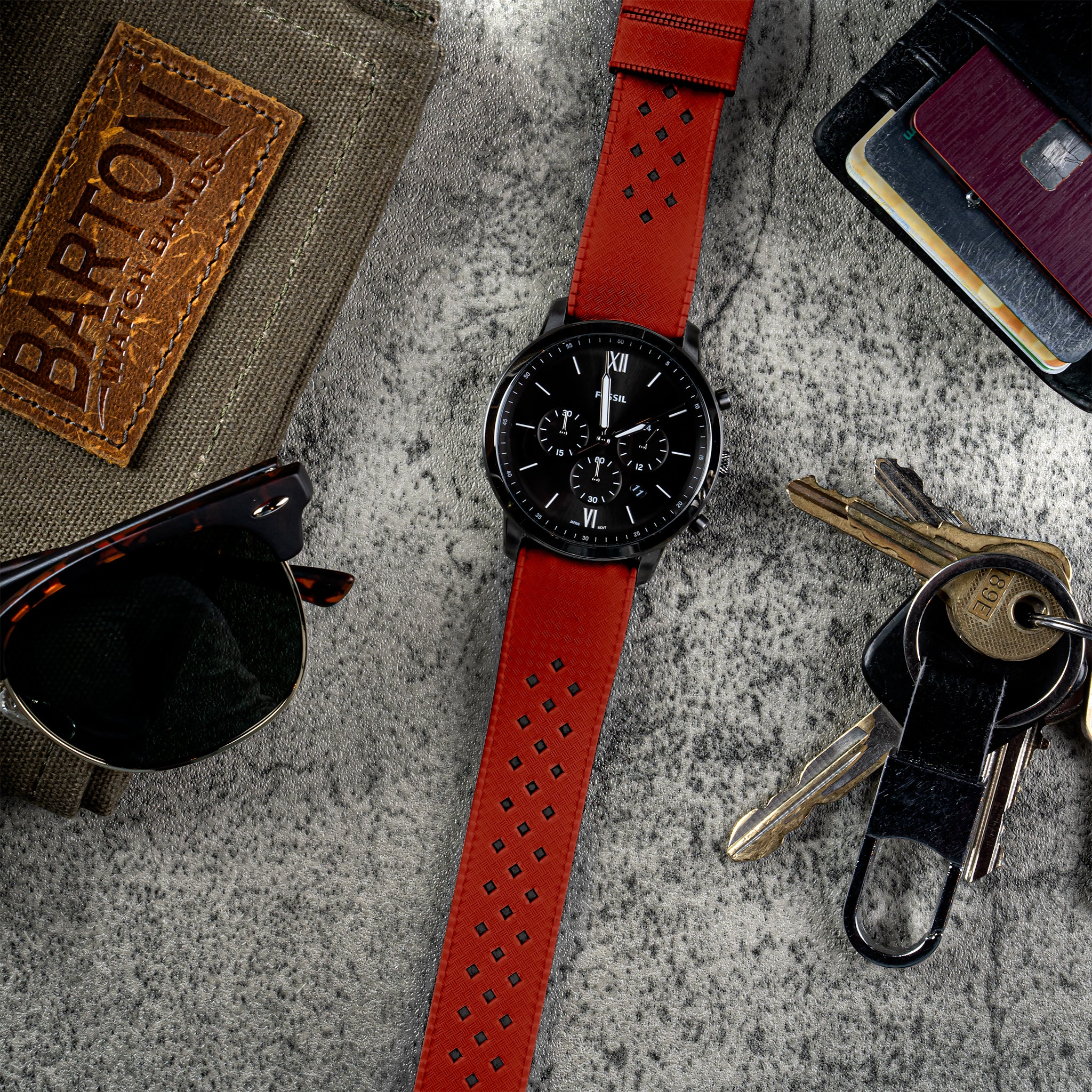 Crimson Red Tropical Style Watch Band - Casio Duro MDV-106 (22mm) - Image 2